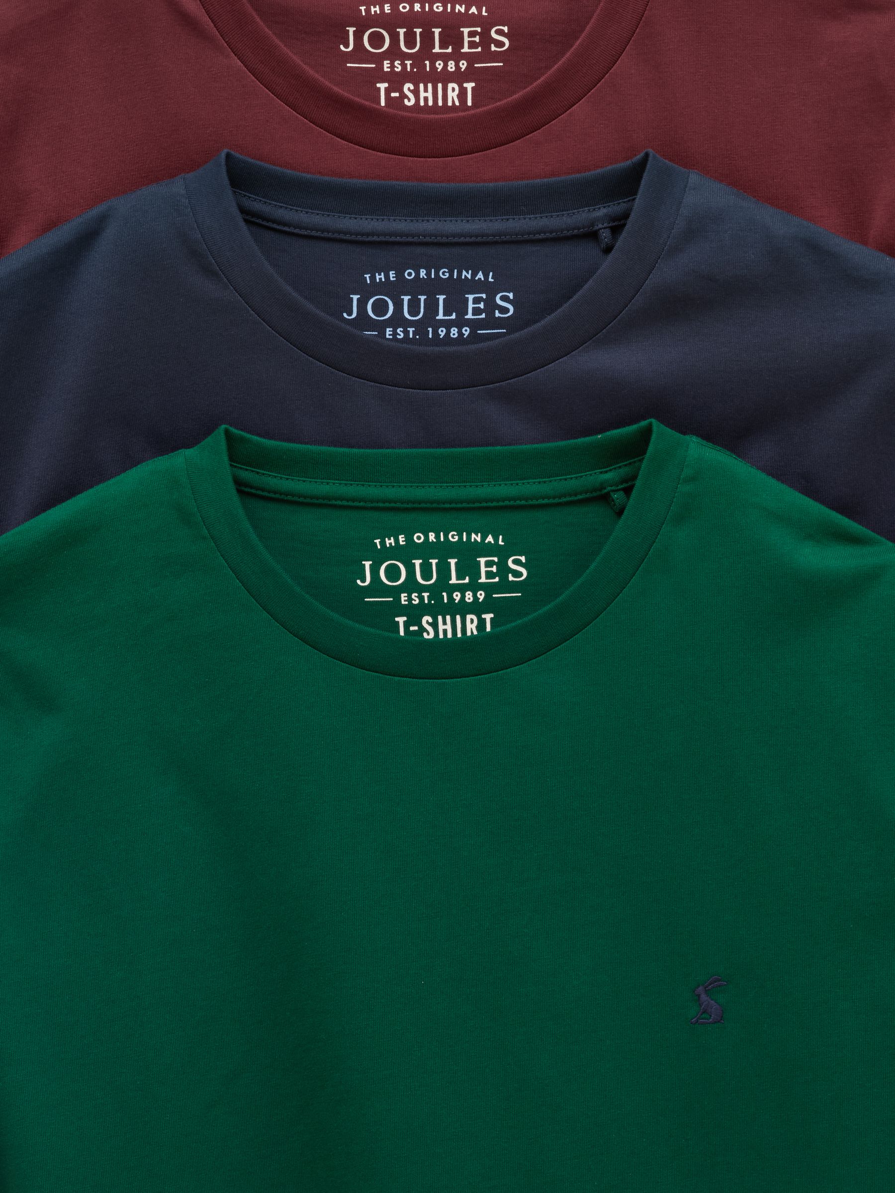 Navy/Port/Green Classic Fit Cotton T-Shirt 3 Pack - Image 8 of 8