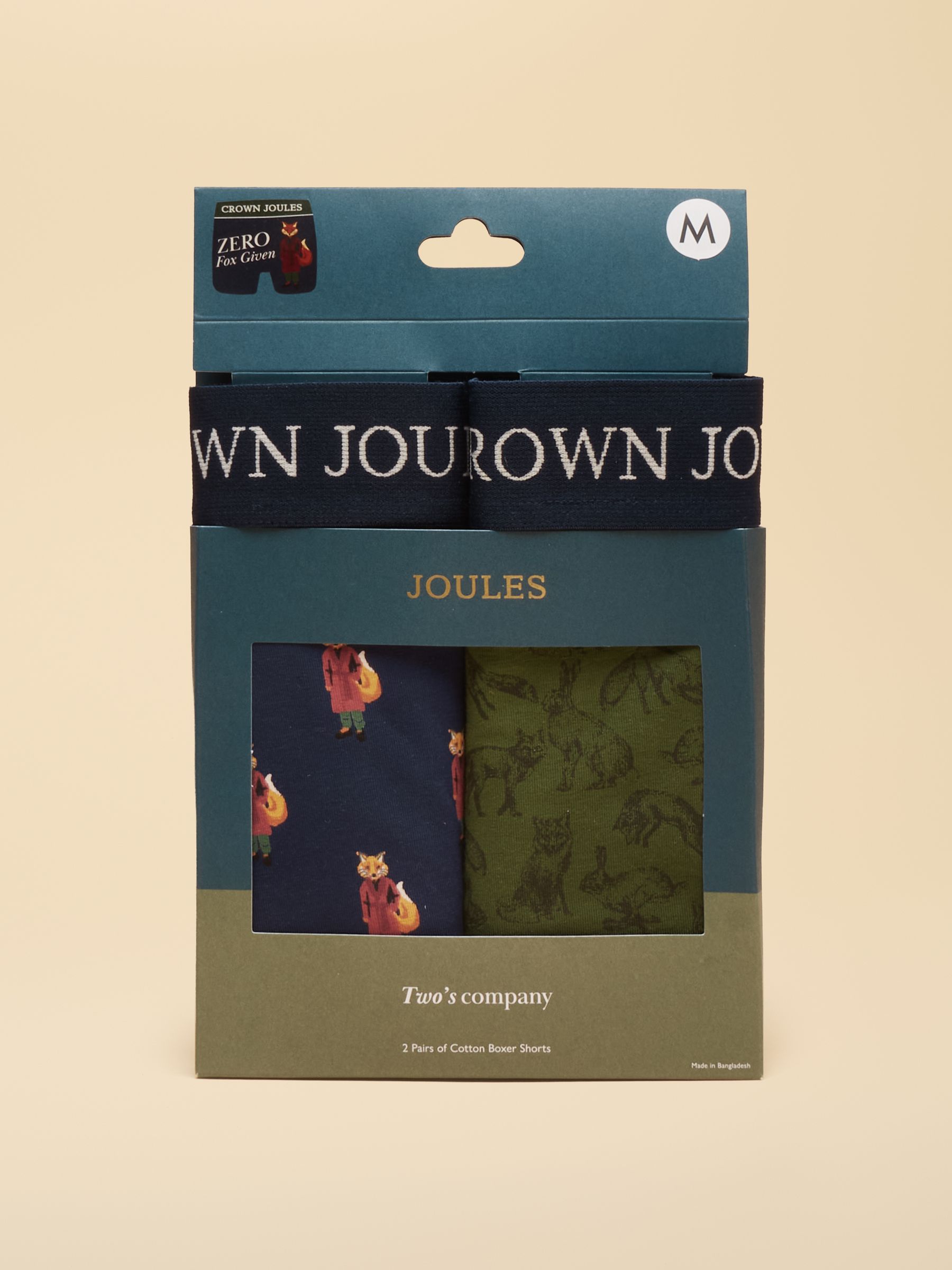 No Fox Given Green/Navy Cotton Jersey Boxer Shorts 2 pack - Image 1 of 4