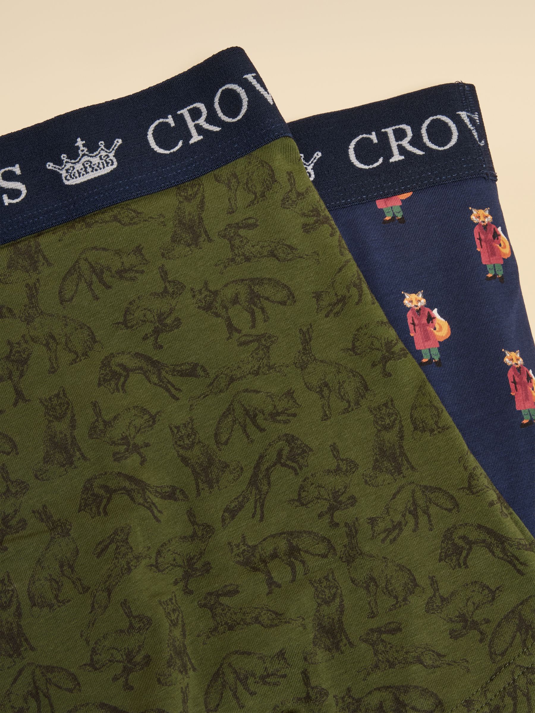 No Fox Given Green/Navy Cotton Jersey Boxer Shorts 2 pack - Image 4 of 4 No Fox Given Green/Navy Cotton Jersey Boxer Shorts 2 pack - Image 4 of 4