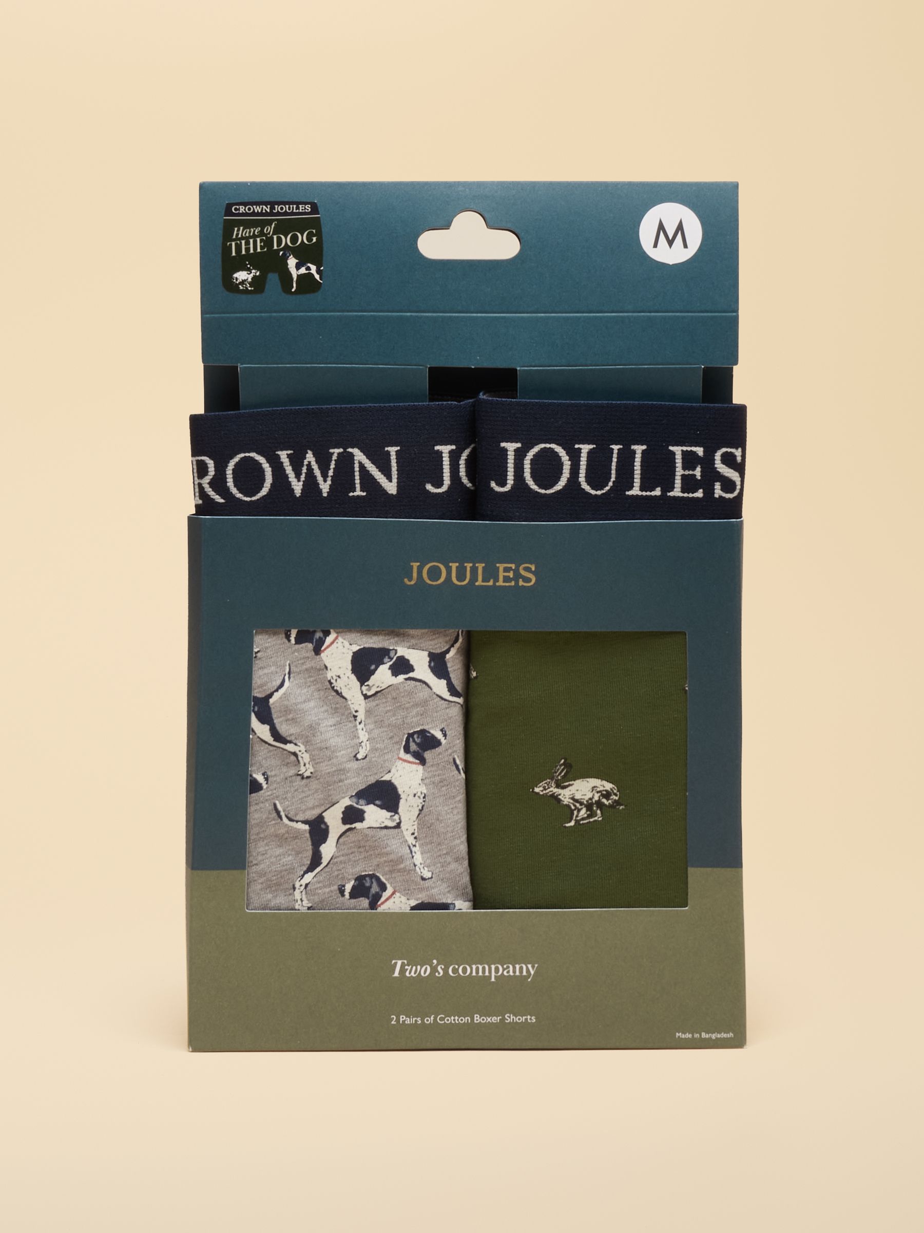 Hare Of The Dog Green/Grey Cotton Jersey Boxer Shorts 2 pack - Image 1 of 3