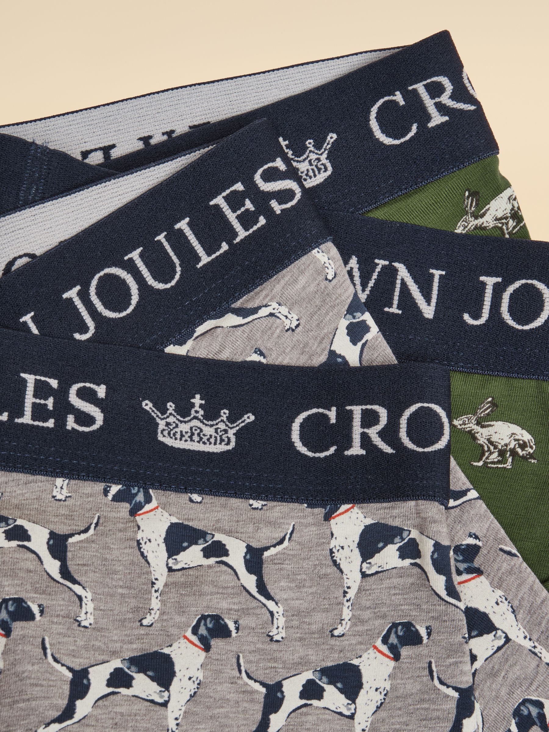 Hare Of The Dog Green/Grey Cotton Jersey Boxer Shorts 2 pack - Image 3 of 3