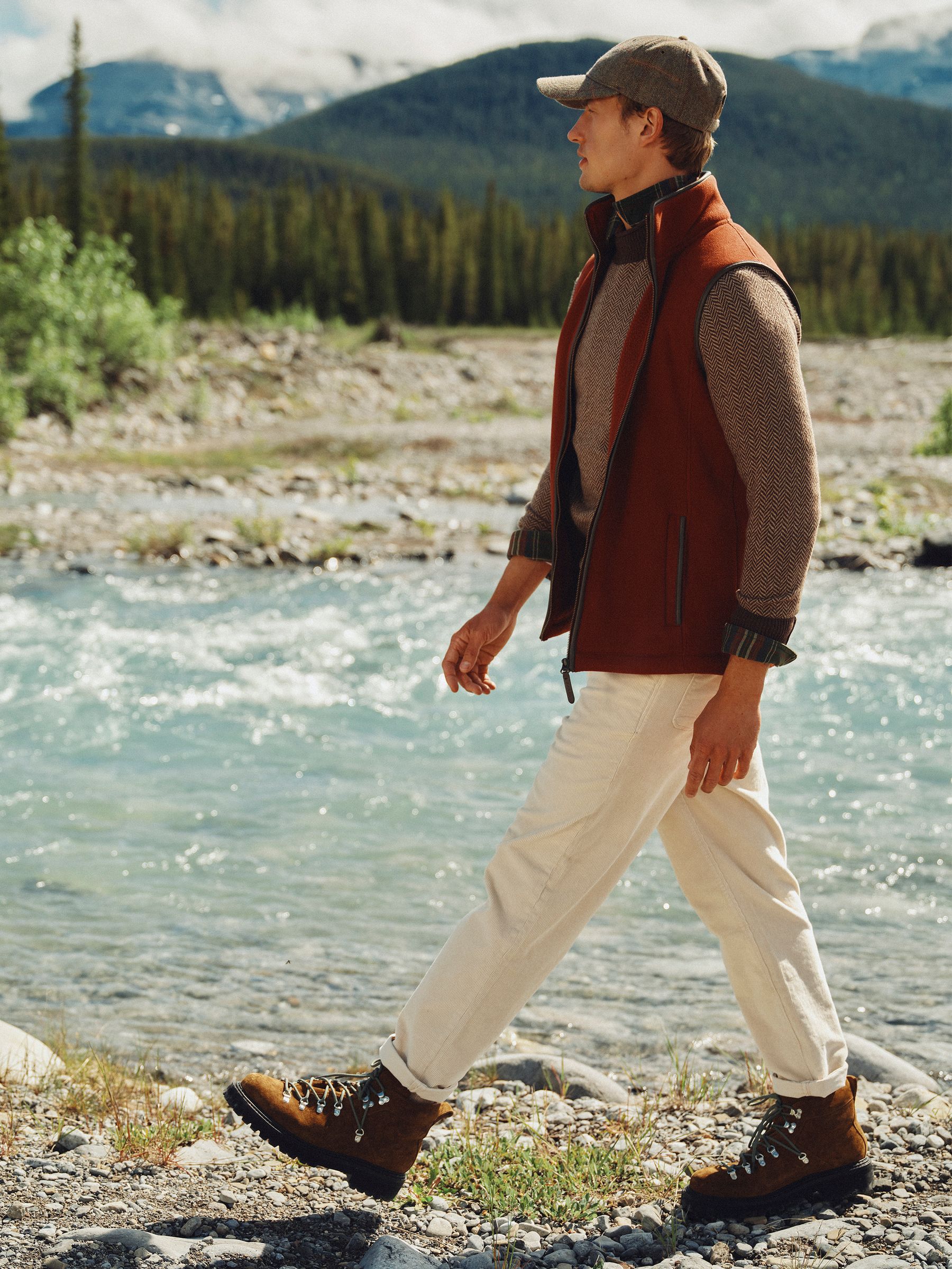 Classic Fit Stone Cotton Herringbone Utility Trousers - Image 2 of 10