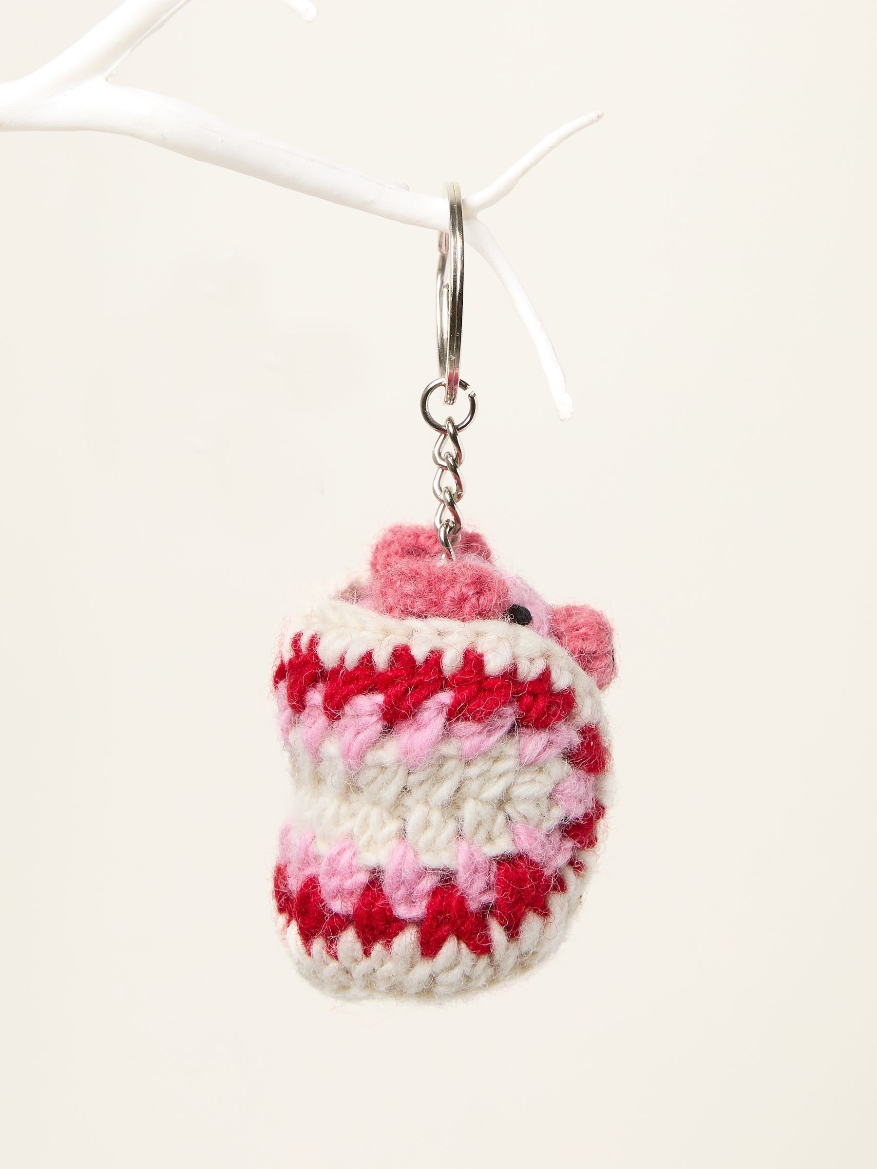 Pink Pig in a Blanket Crochet Keyring - Image 2 of 2