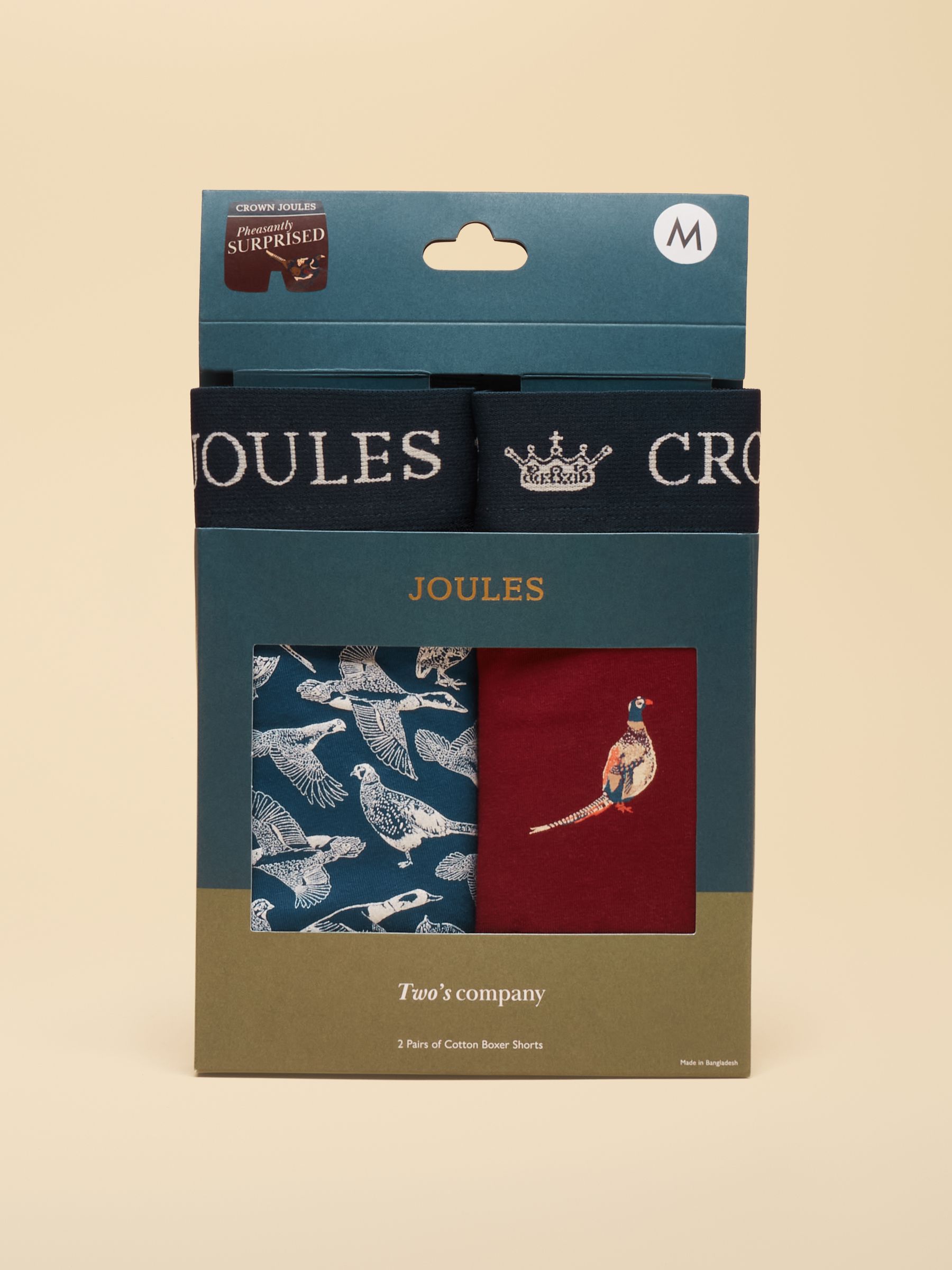 Pheasantly Suprised Navy/Burgundy Cotton Jersey Boxer Shorts 2 pack - Image 1 of 4