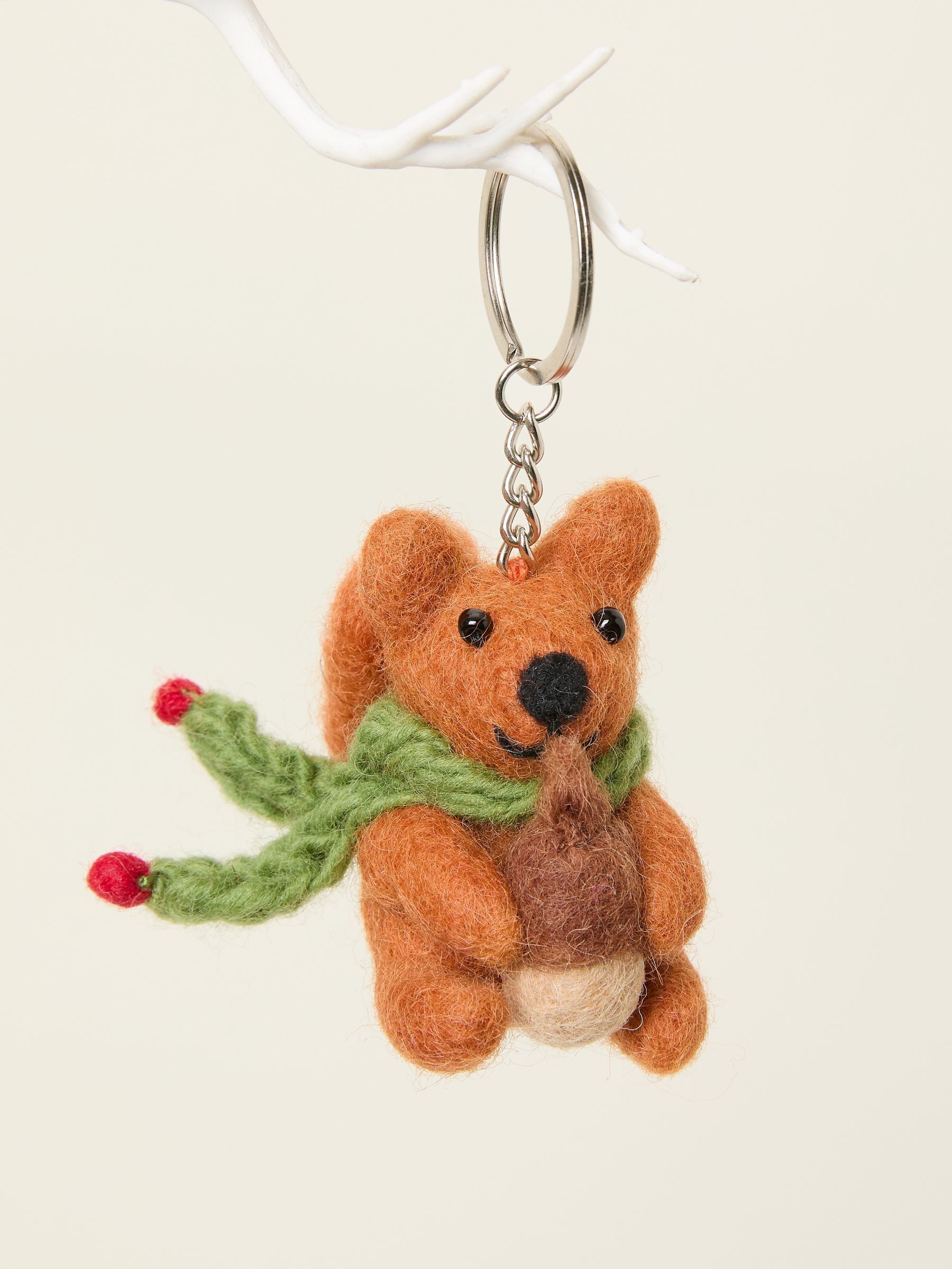Brown Woodland Squirrel Felt Keyring - Image 1 of 2