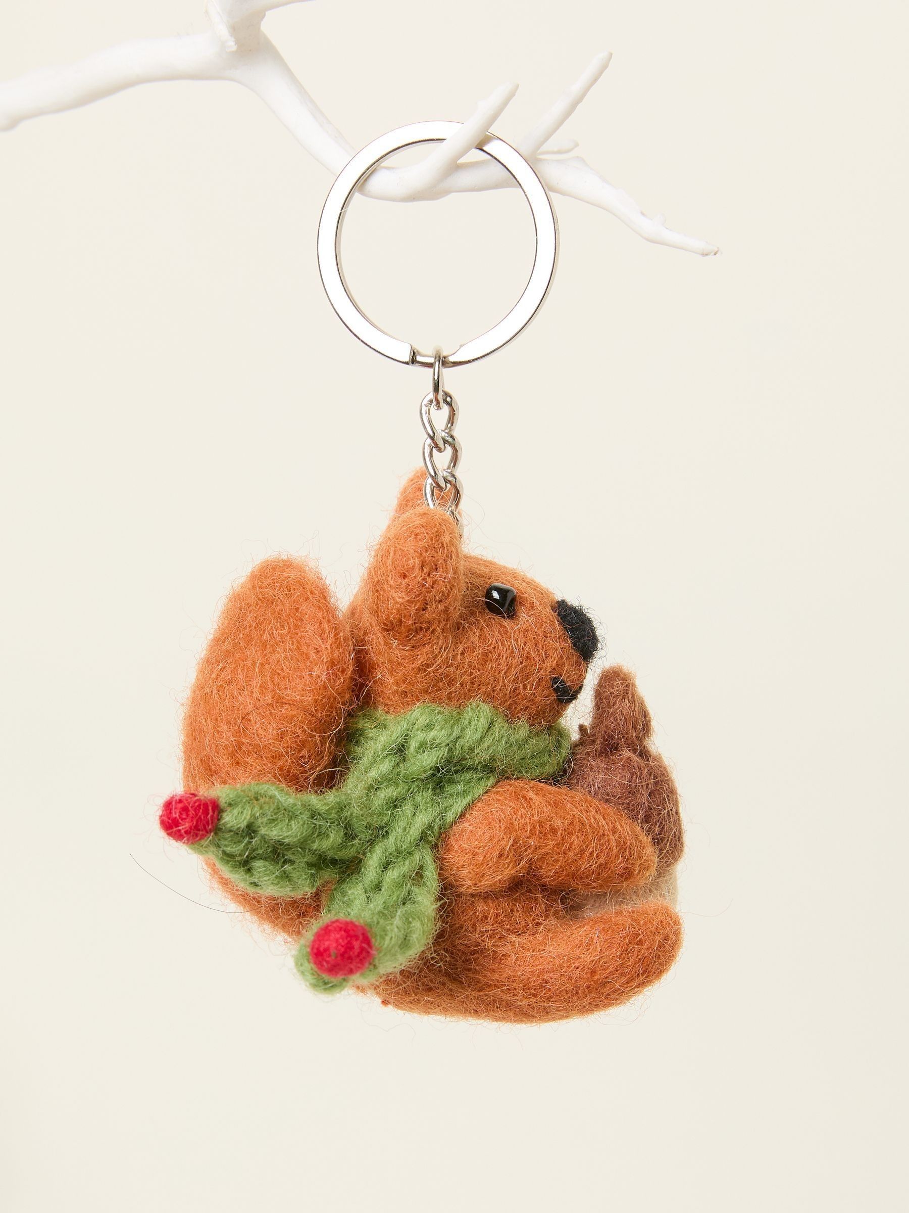 Brown Woodland Squirrel Felt Keyring - Image 2 of 2