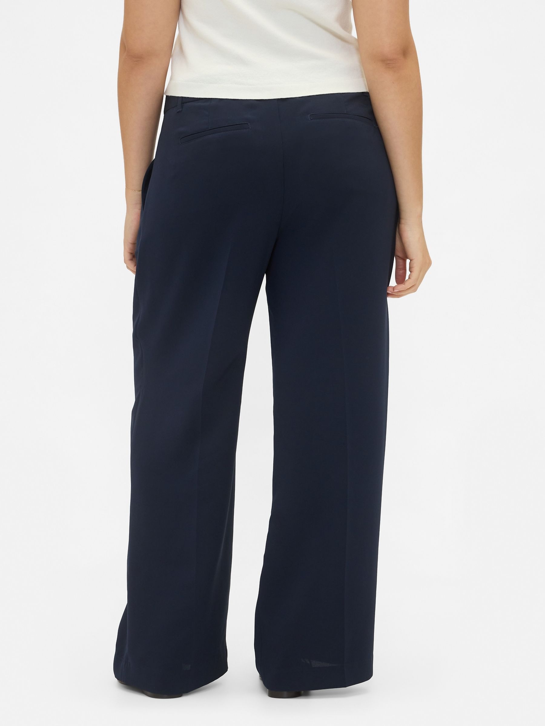 Navy Blue 365 Low Waisted Pleated Wide-Leg Trousers - Image 6 of 6
