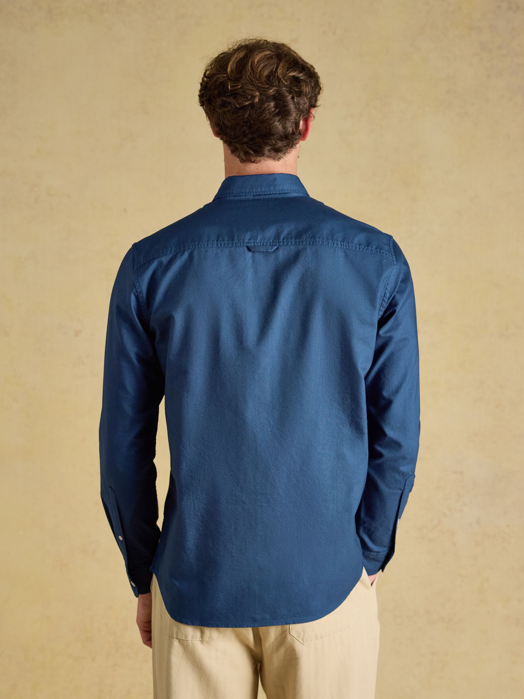 Navy Garment Dyed Long Sleeve Cotton Shirt - Image 2 of 7