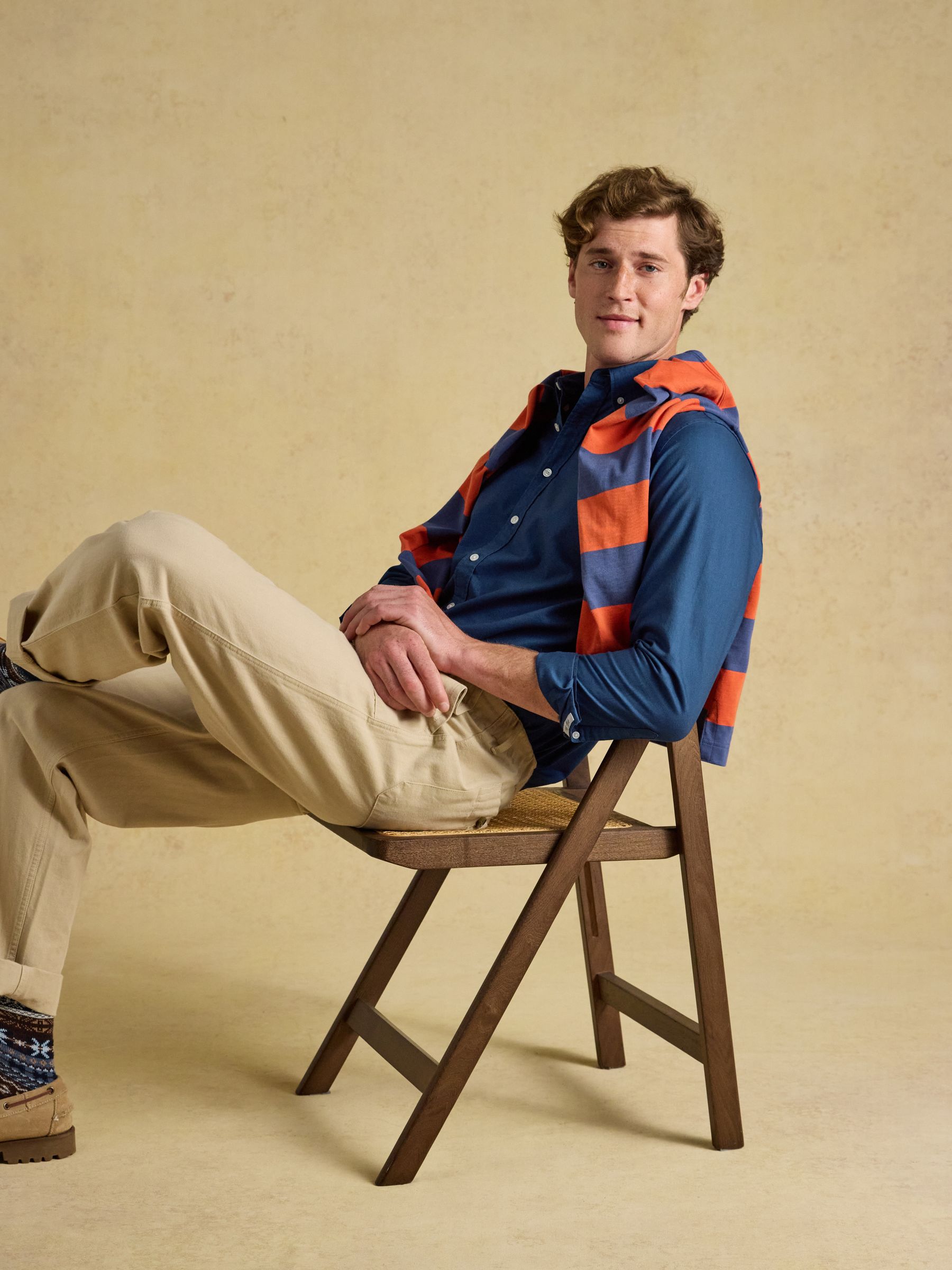 Navy Garment Dyed Long Sleeve Cotton Shirt - Image 3 of 7