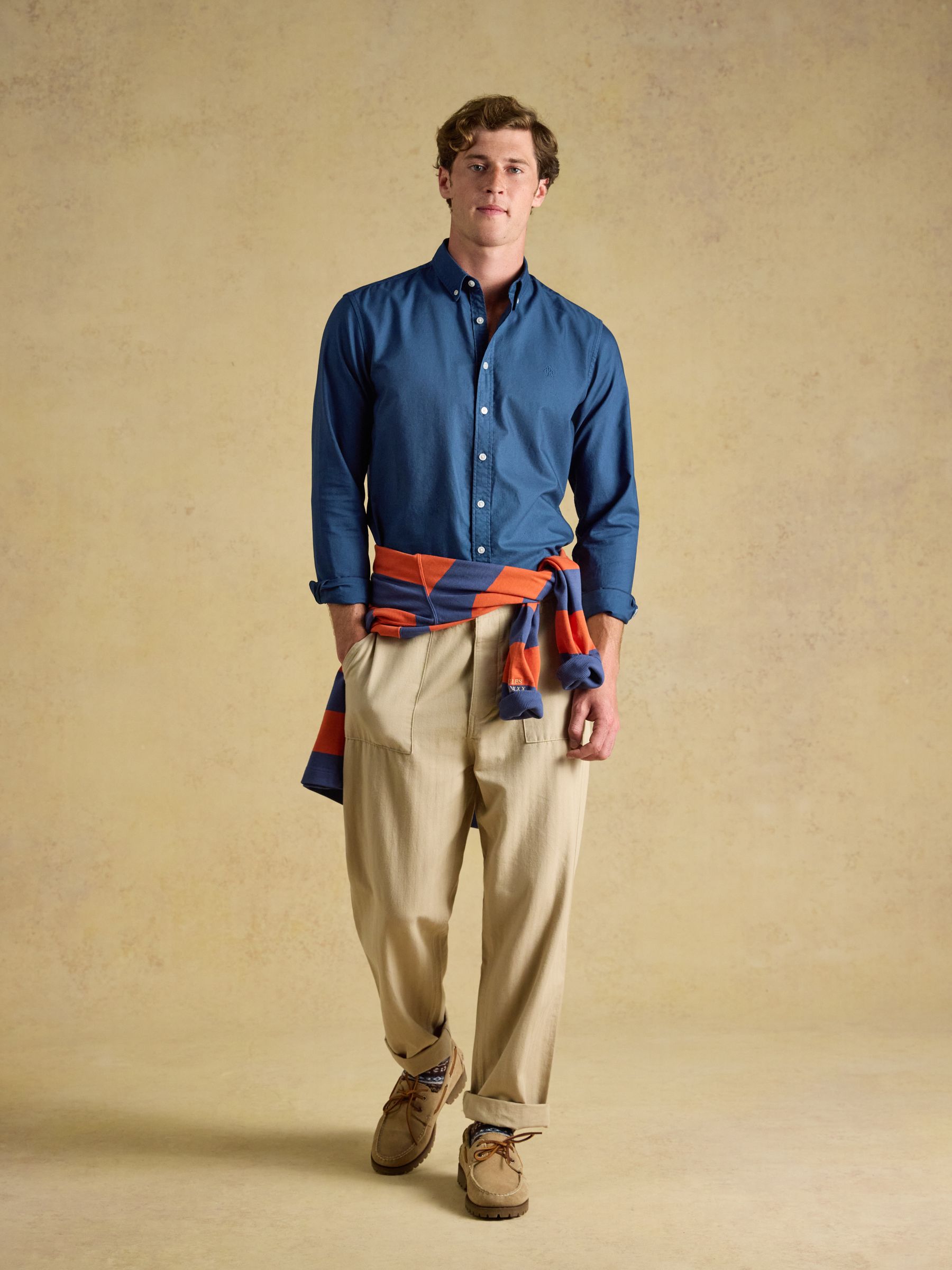 Navy Garment Dyed Long Sleeve Cotton Shirt - Image 5 of 7