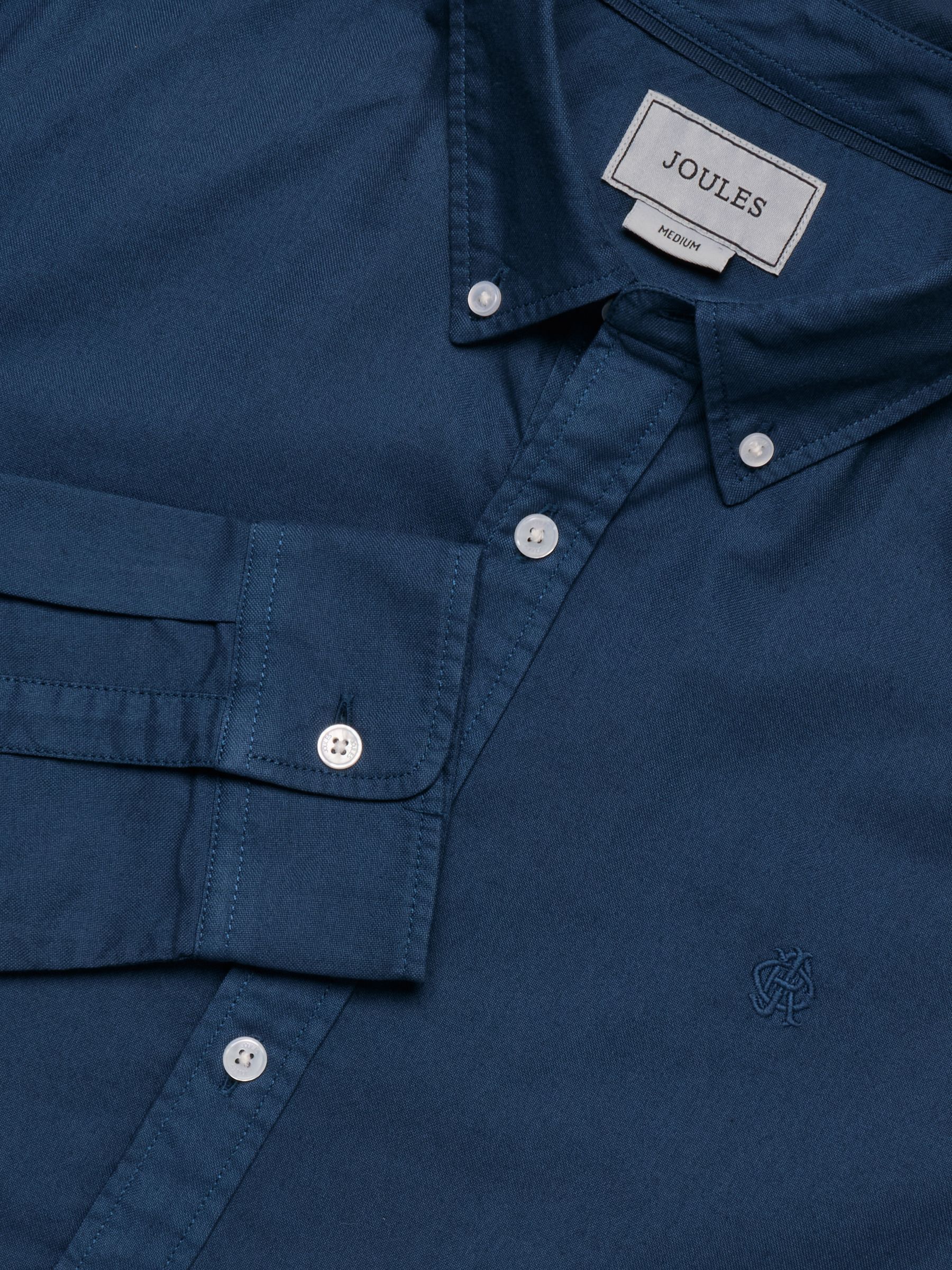 Navy Garment Dyed Long Sleeve Cotton Shirt - Image 6 of 7
