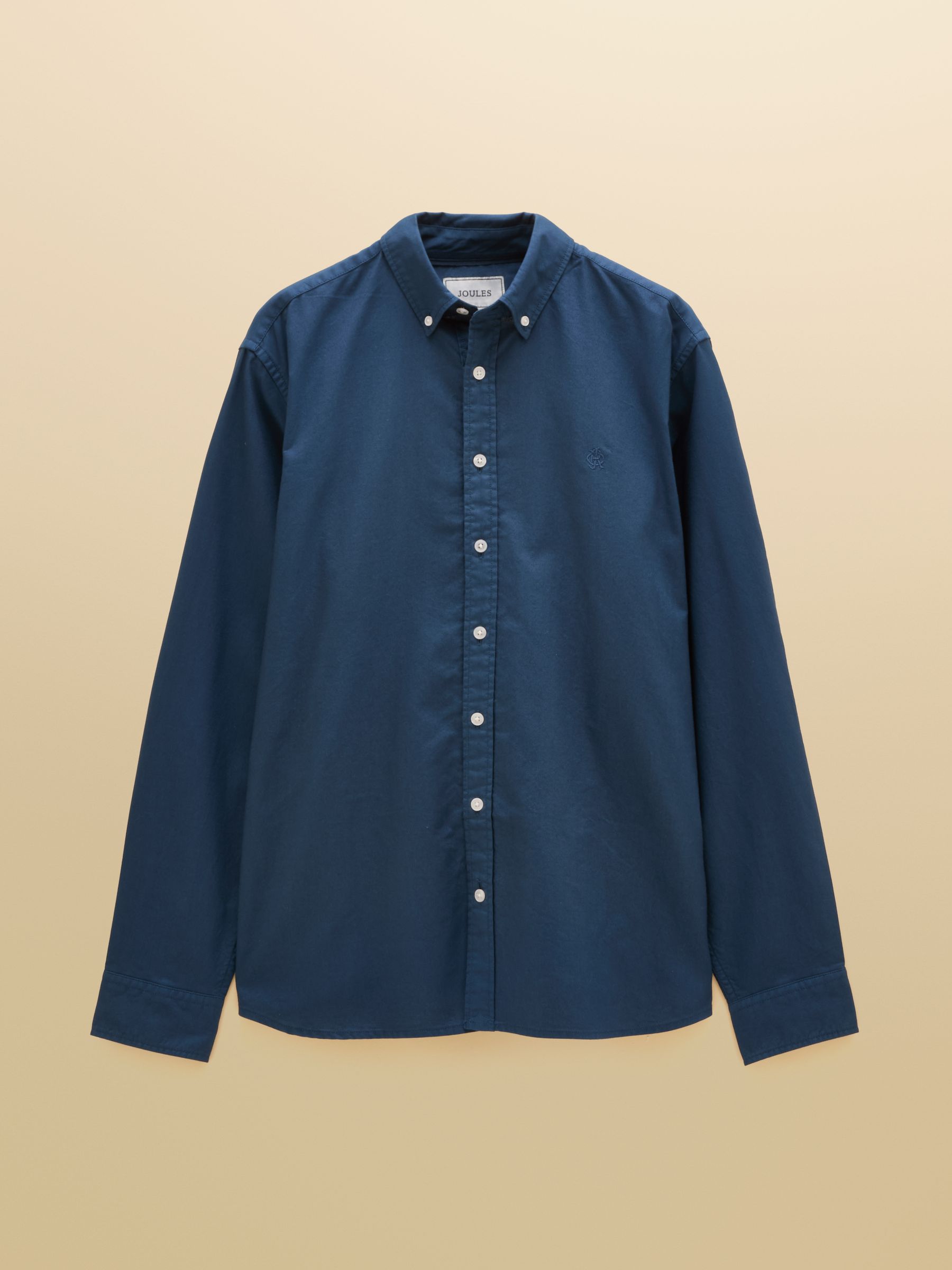 Navy Garment Dyed Long Sleeve Cotton Shirt - Image 7 of 7