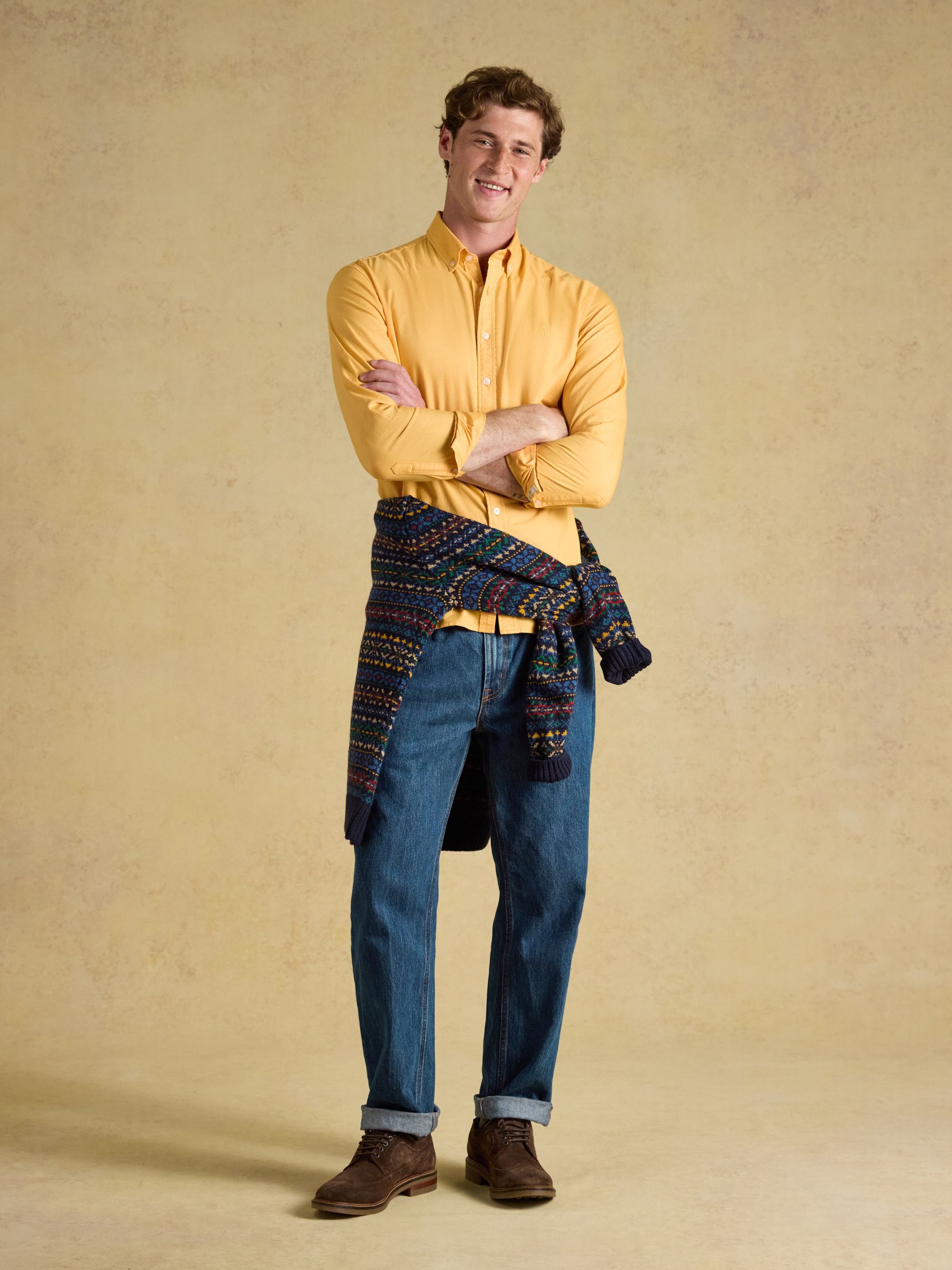 Yellow Garment Dyed Long Sleeve Cotton Shirt - Image 4 of 7