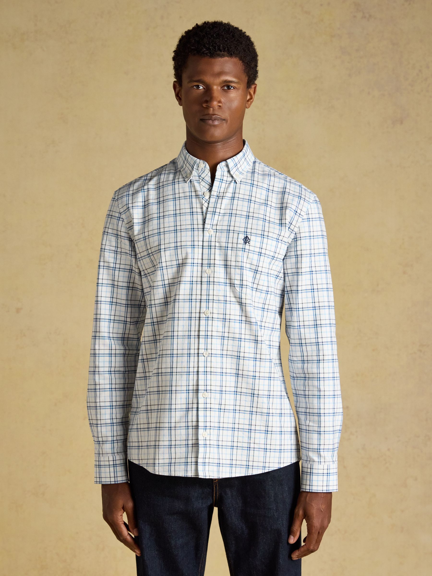 White & Blue Checked Classic Fit Cotton Oxford Shirt - Image 1 of 11