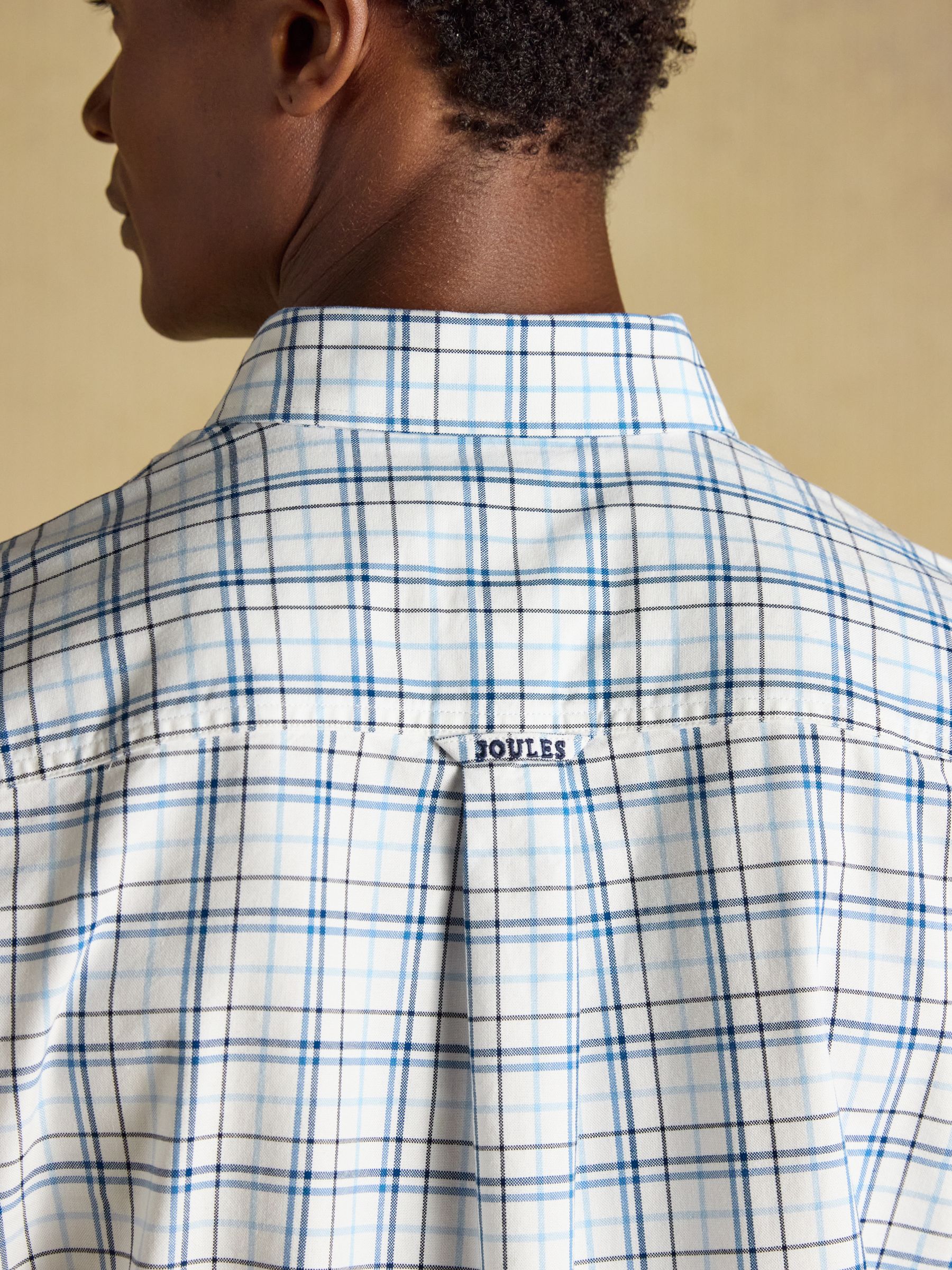 White & Blue Checked Classic Fit Cotton Oxford Shirt - Image 10 of 11