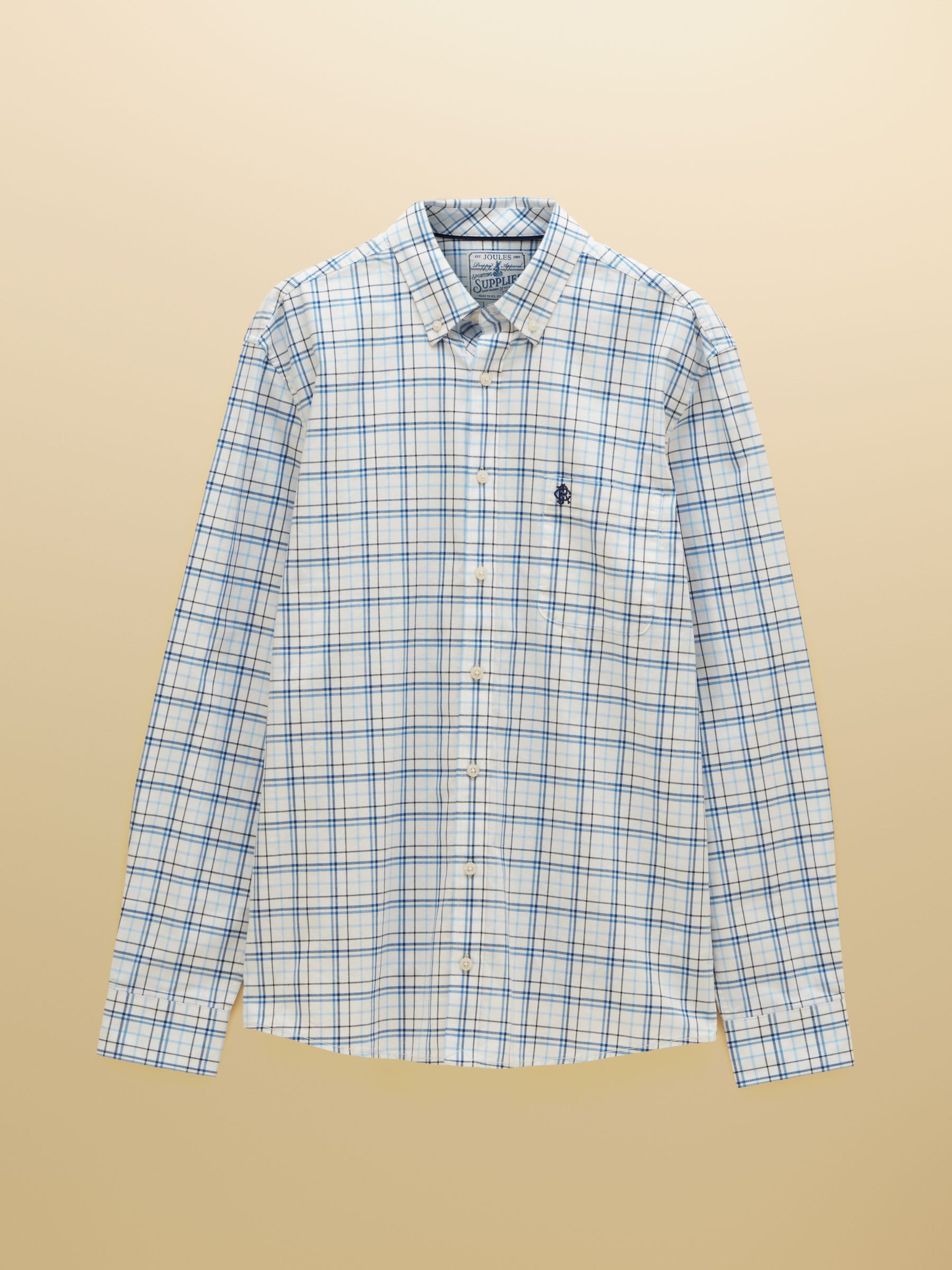 White & Blue Checked Classic Fit Cotton Oxford Shirt - Image 11 of 11 White & Blue Checked Classic Fit Cotton Oxford Shirt - Image 11 of 11
