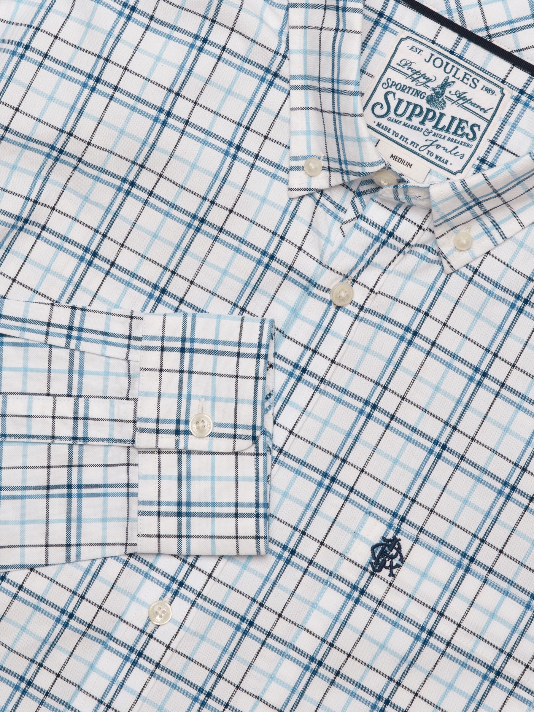 White & Blue Checked Classic Fit Cotton Oxford Shirt - Image 2 of 11 White & Blue Checked Classic Fit Cotton Oxford Shirt - Image 2 of 11