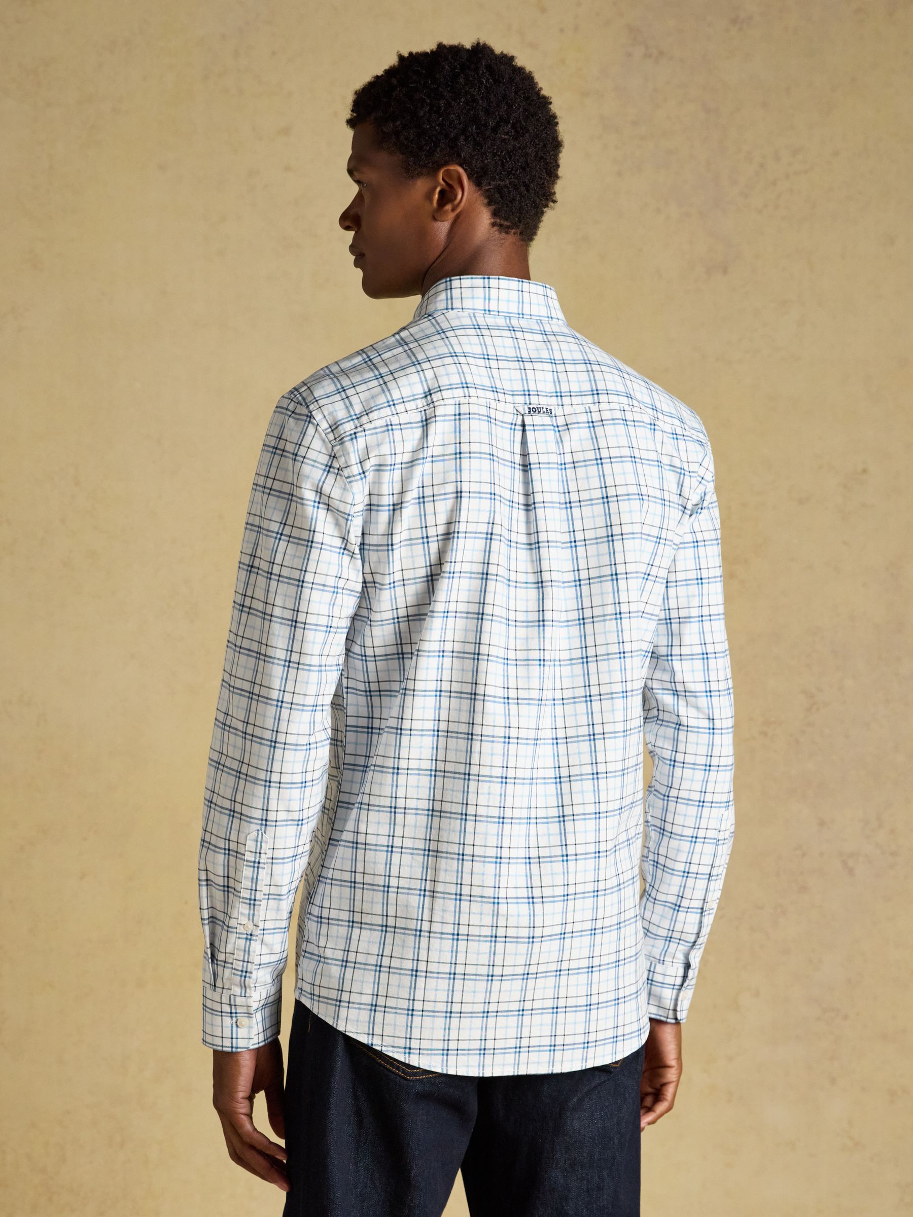 White & Blue Checked Classic Fit Cotton Oxford Shirt - Image 3 of 11