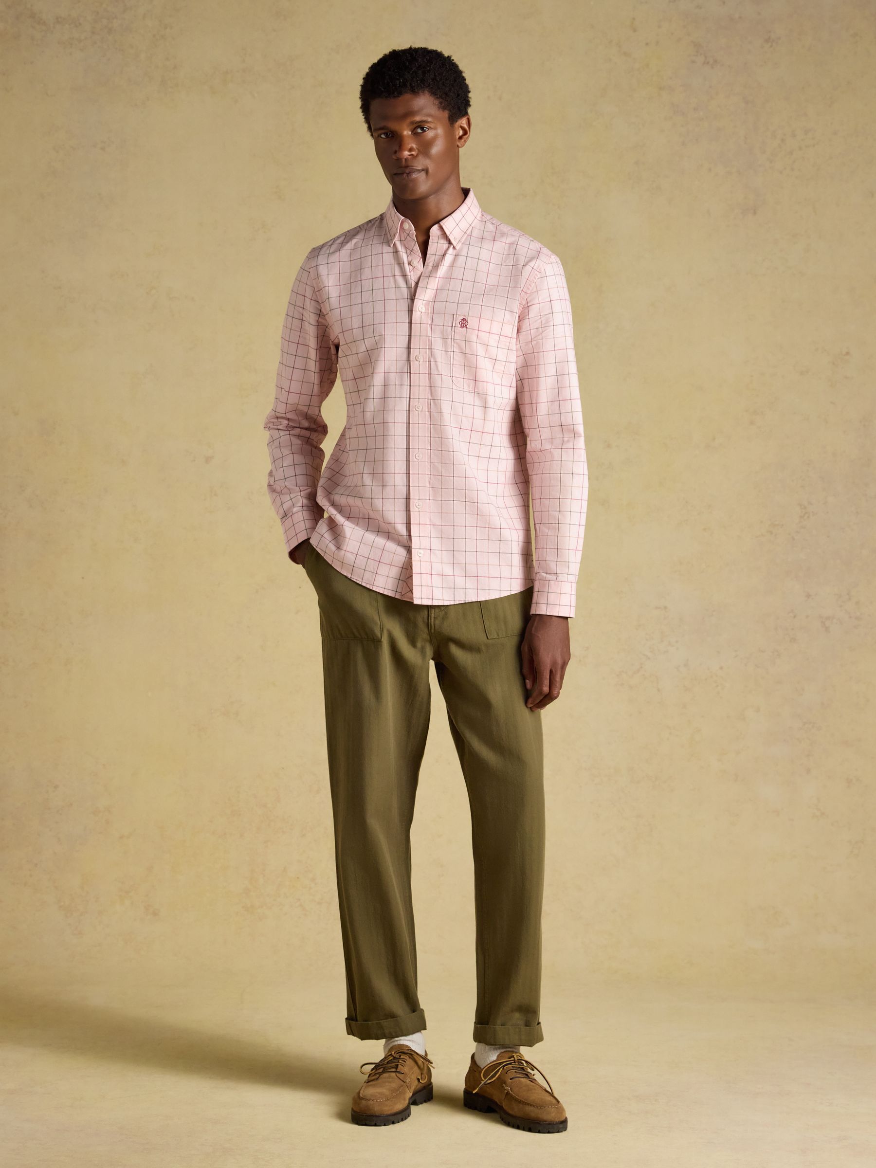 Pink Checked Classic Fit Cotton Oxford Shirt - Image 4 of 9