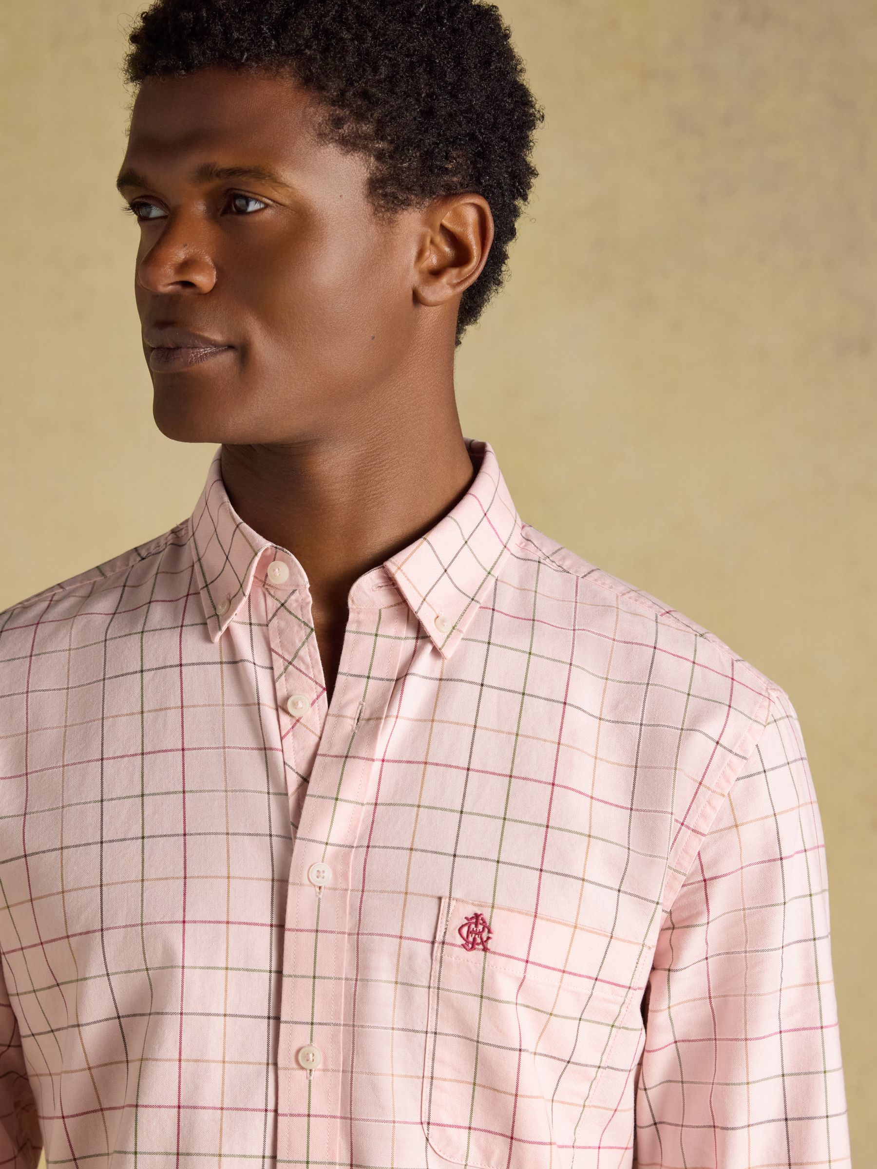 Pink Checked Classic Fit Cotton Oxford Shirt - Image 5 of 9