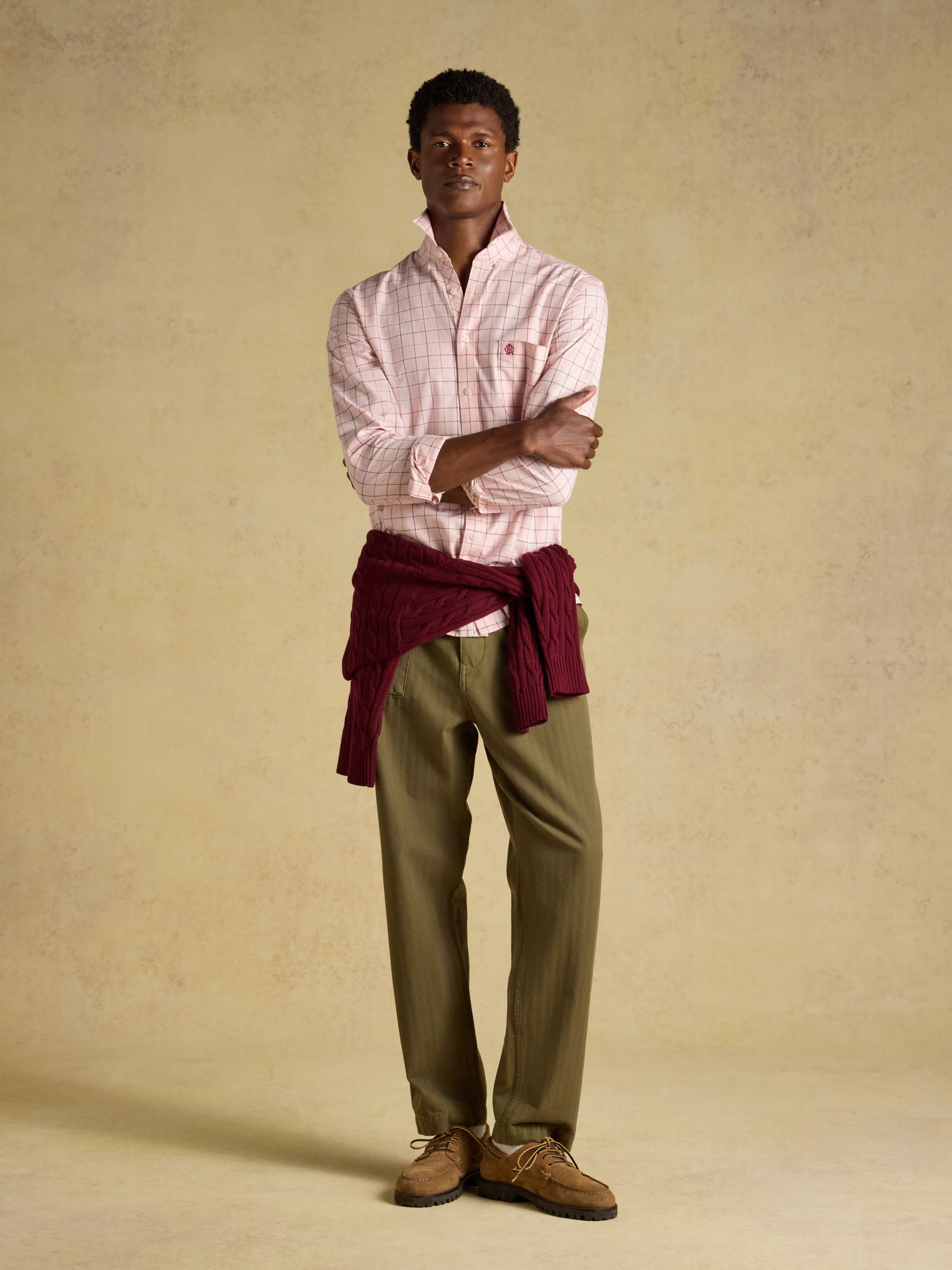 Pink Checked Classic Fit Cotton Oxford Shirt - Image 7 of 9