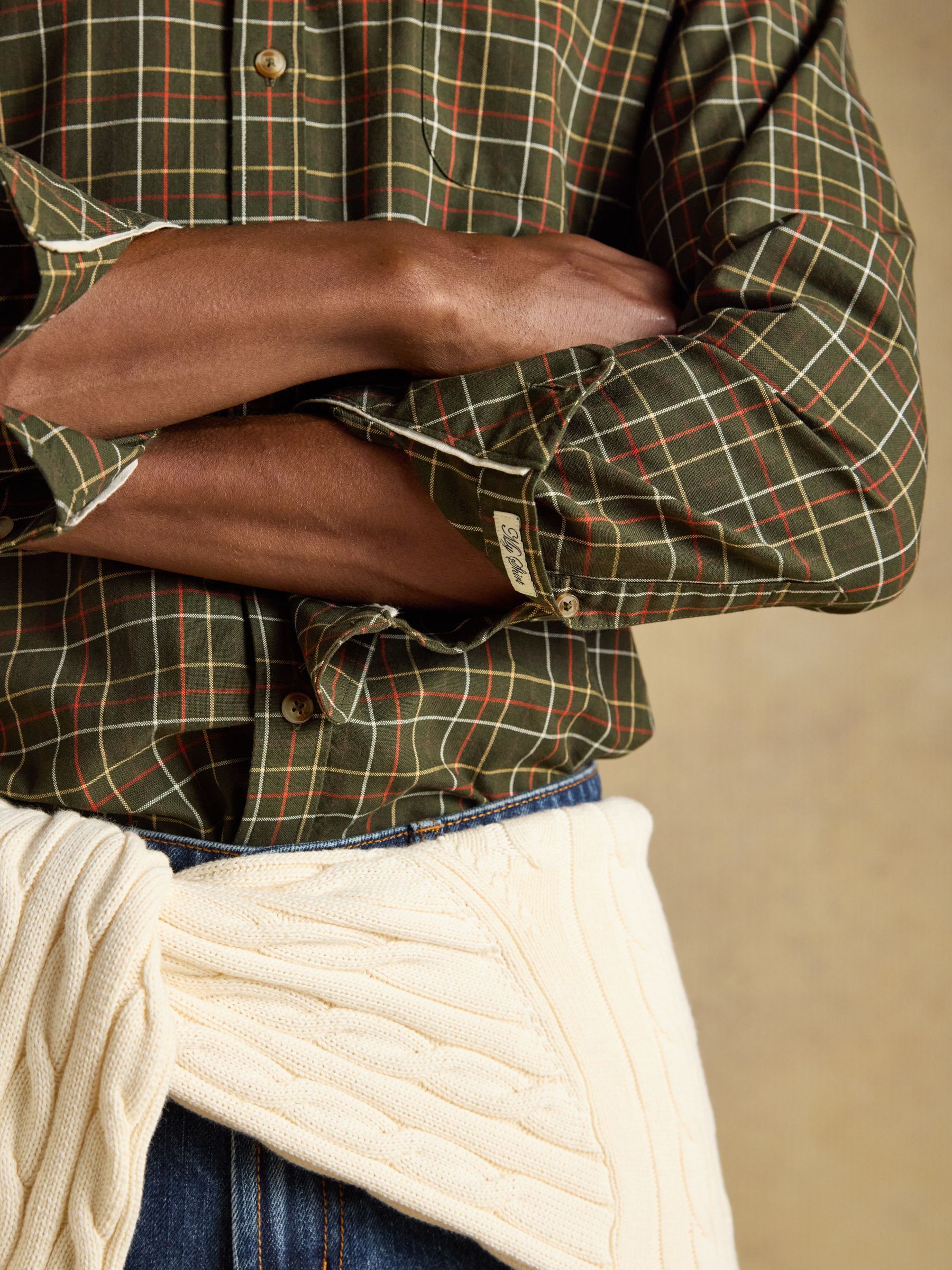Green Checked Classic Fit Cotton Oxford Shirt - Image 4 of 10