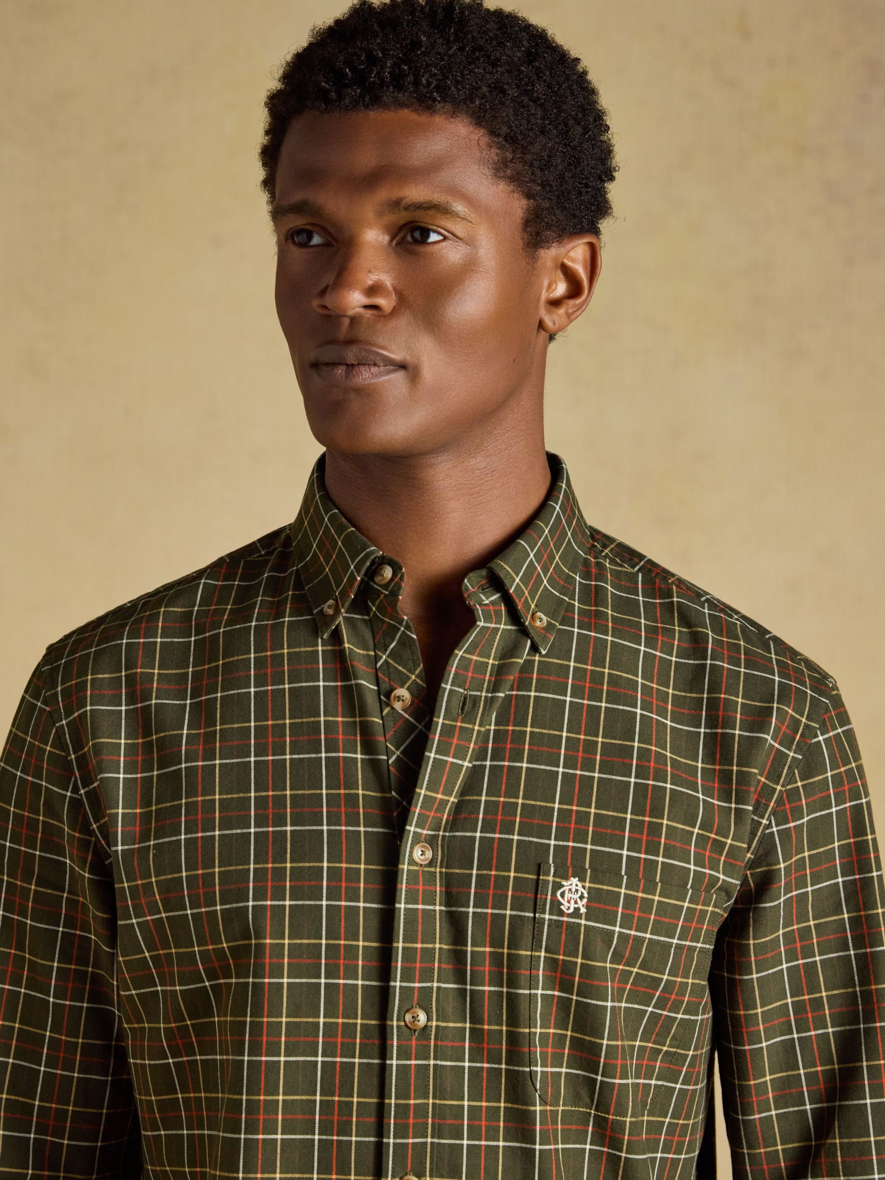 Green Checked Classic Fit Cotton Oxford Shirt - Image 6 of 10