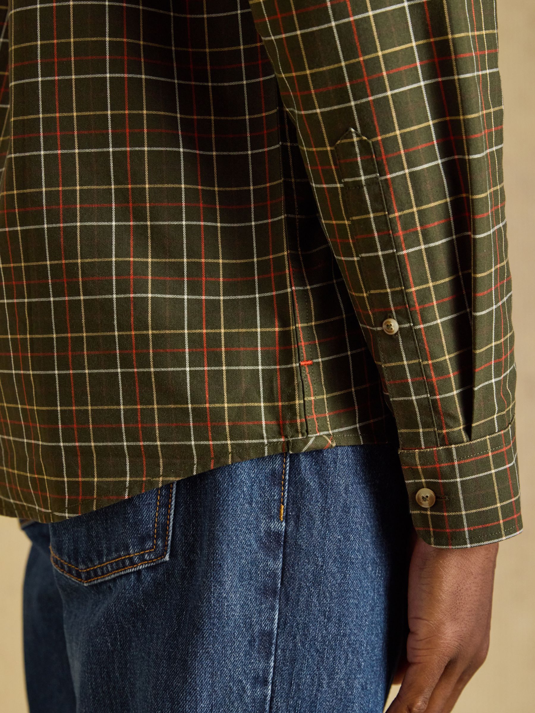 Green Checked Classic Fit Cotton Oxford Shirt - Image 7 of 10