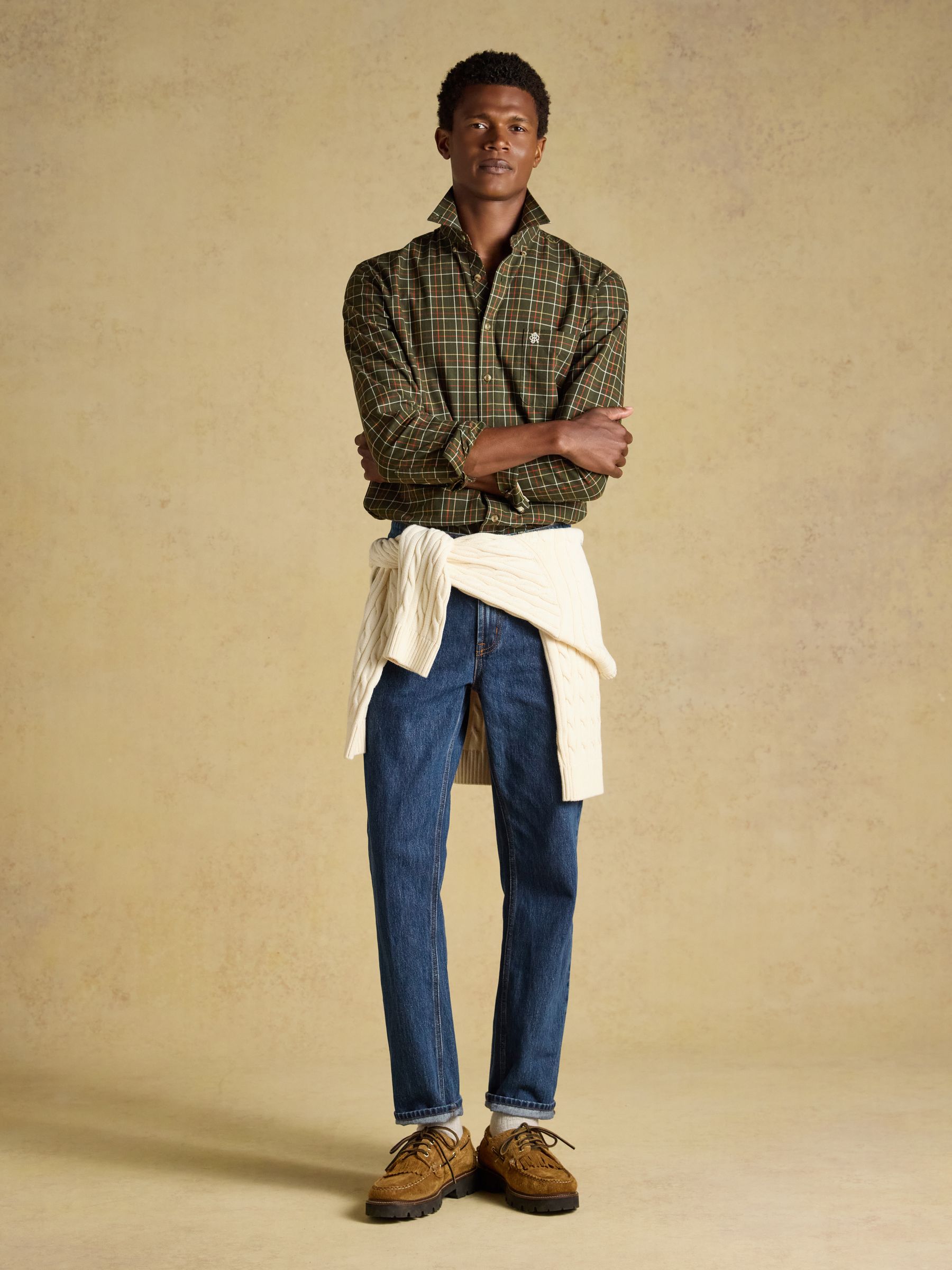 Green Checked Classic Fit Cotton Oxford Shirt - Image 8 of 10