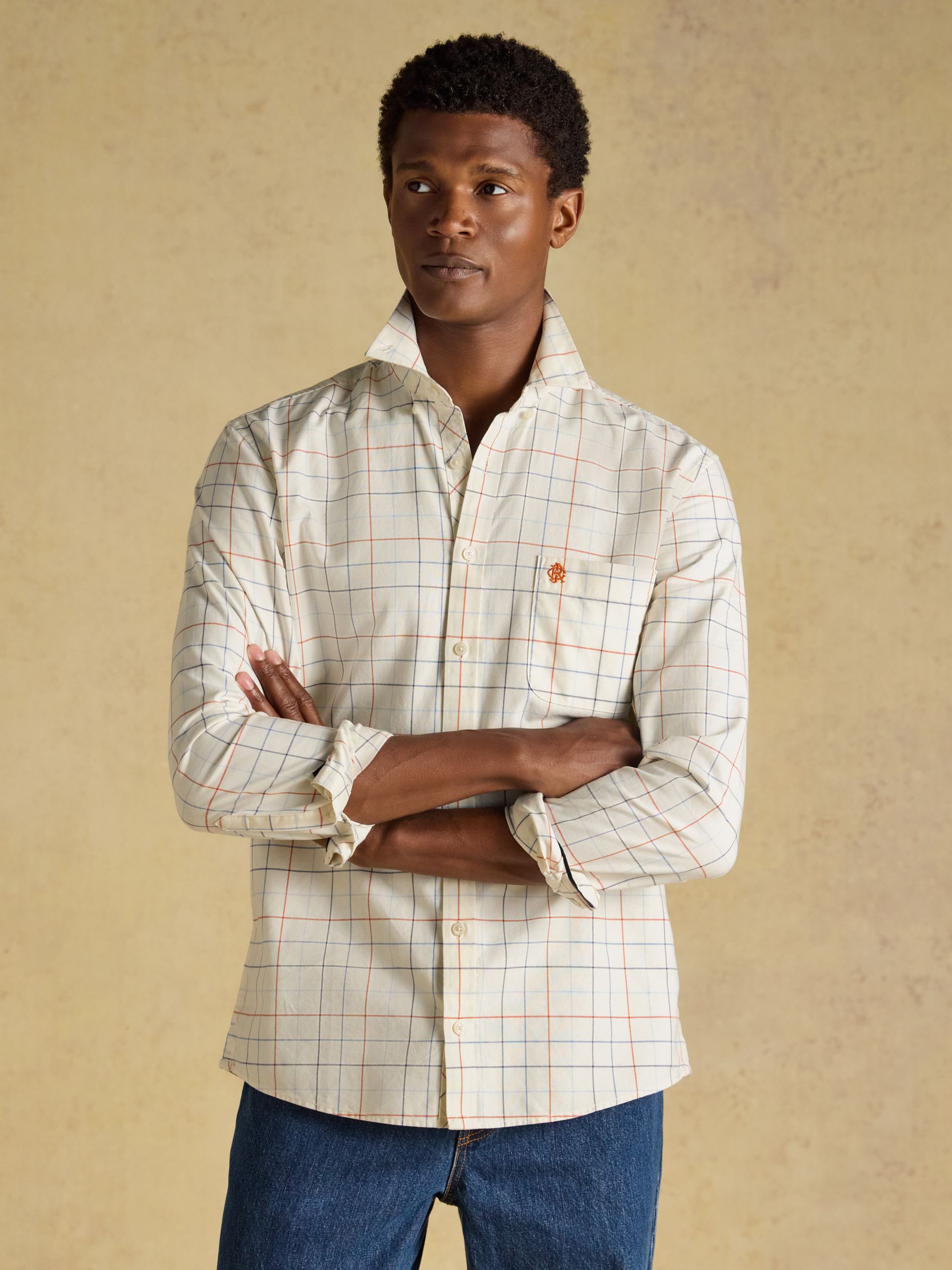 White Checked Classic Fit Cotton Oxford Shirt - Image 8 of 12