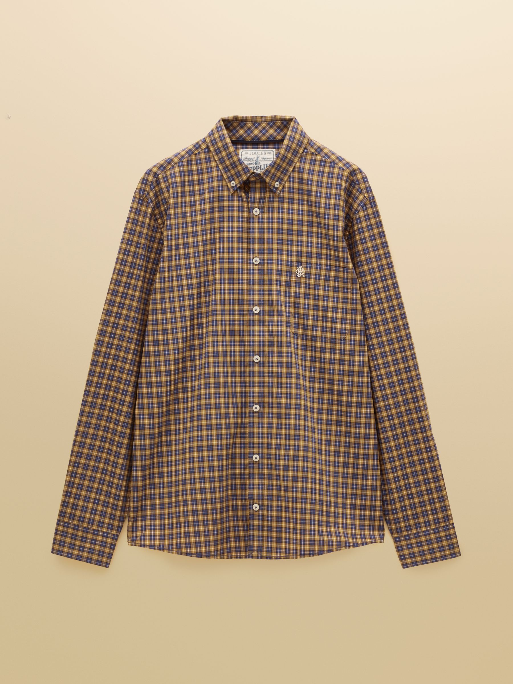 Blue & Yellow Cotton Poplin Long Sleeve Check Shirt - Image 10 of 10