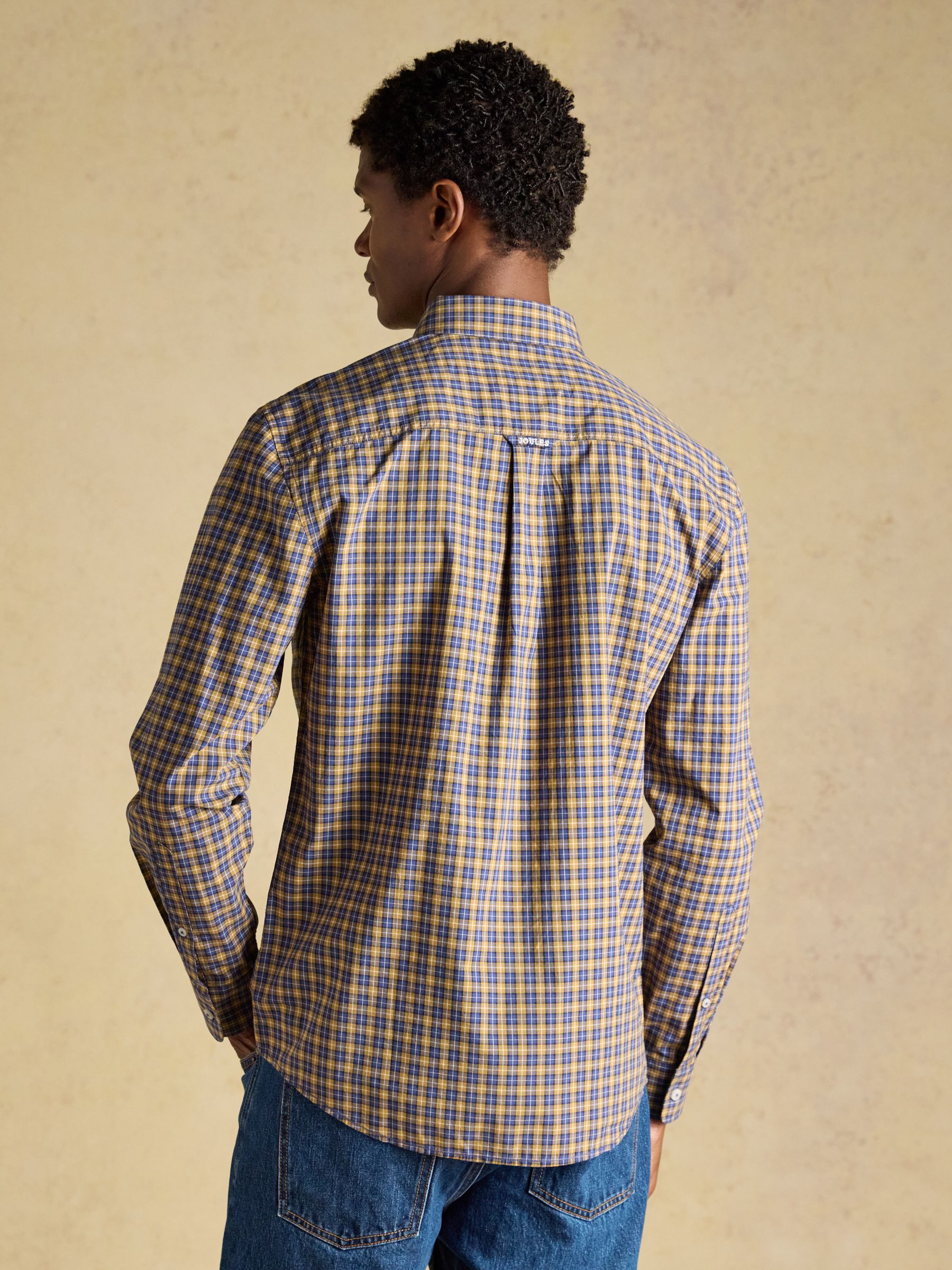 Blue & Yellow Cotton Poplin Long Sleeve Check Shirt - Image 3 of 10