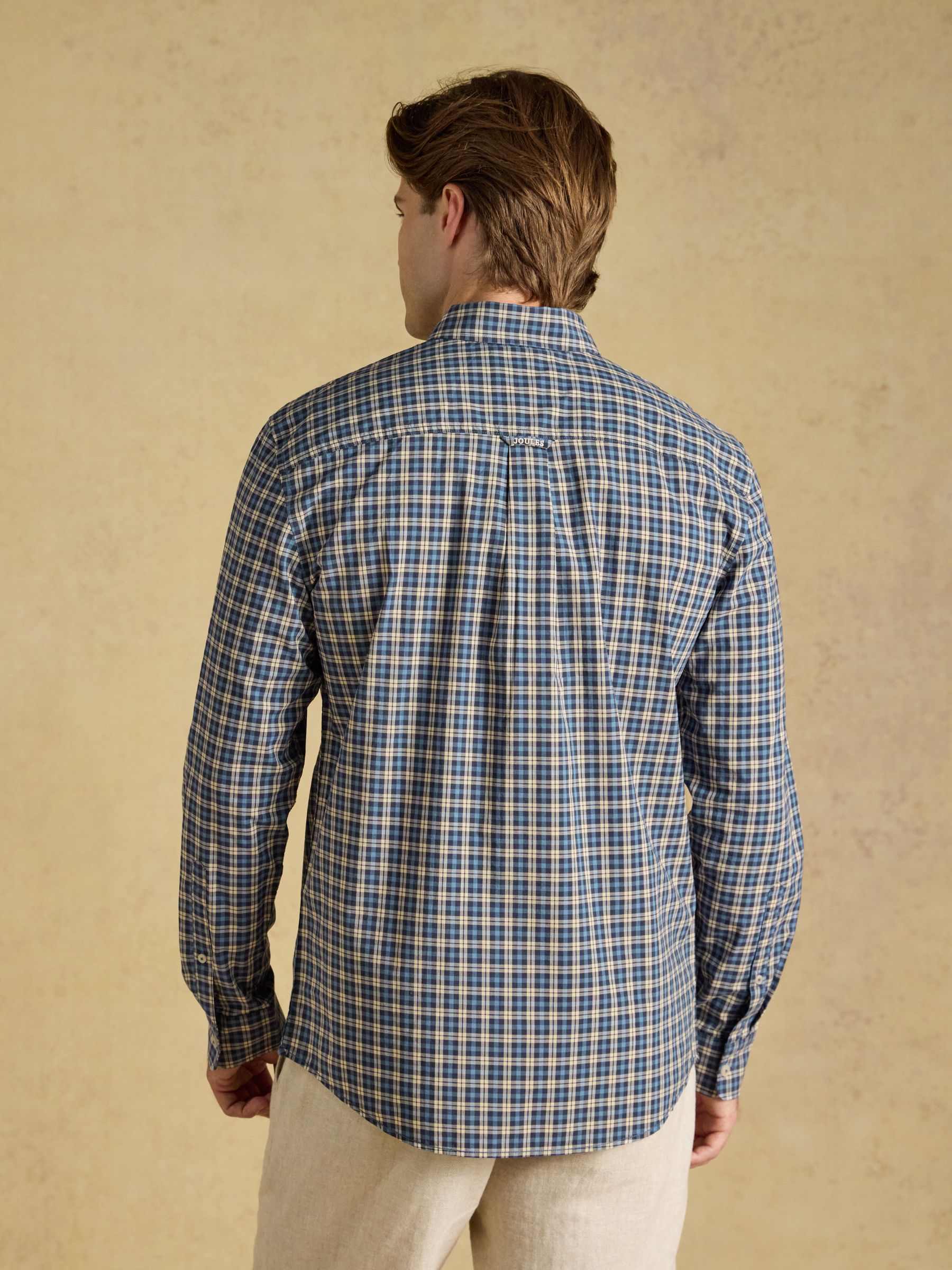 Blue Cotton Poplin Long Sleeve Check Shirt - Image 3 of 8