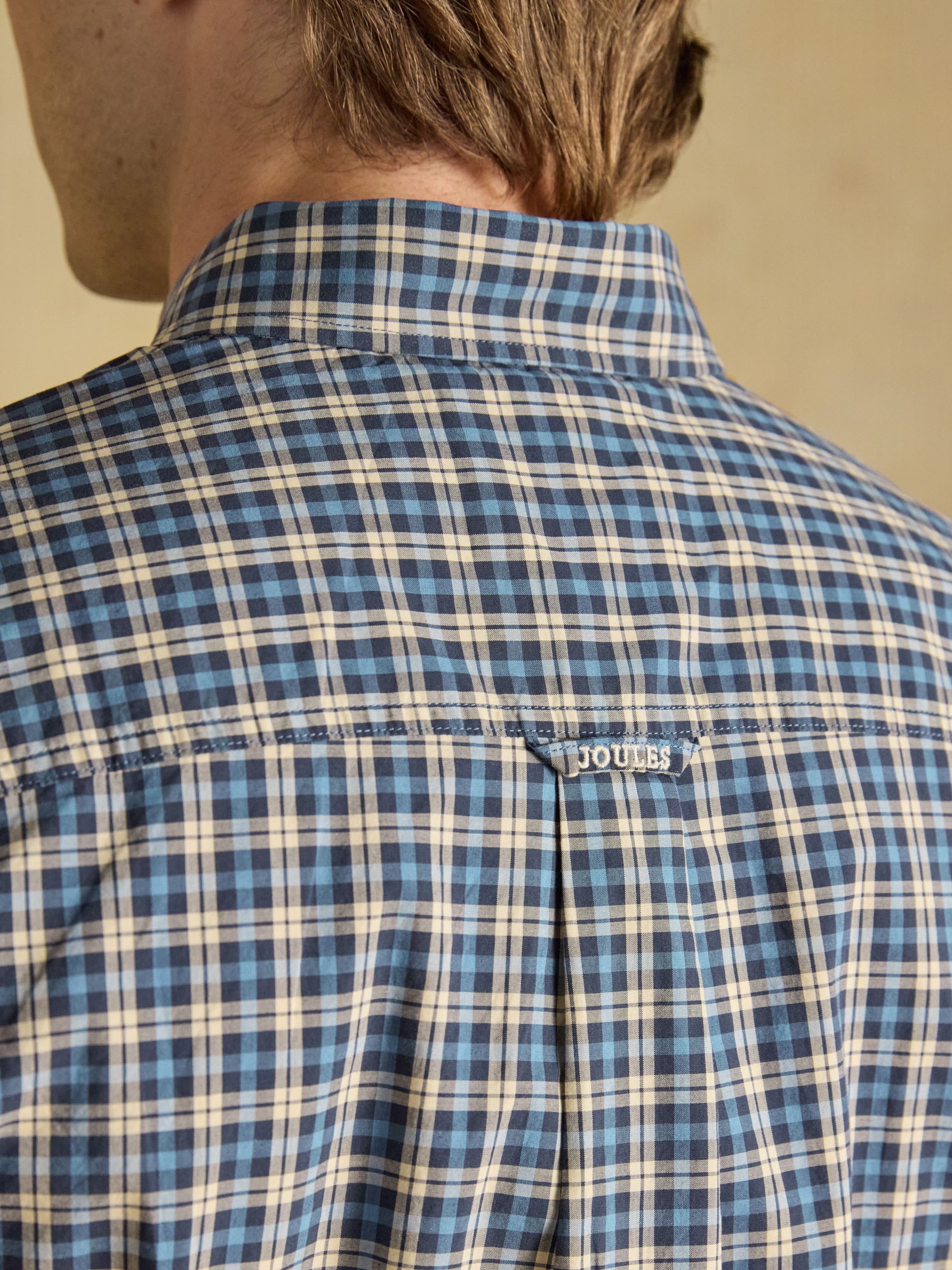 Blue Cotton Poplin Long Sleeve Check Shirt - Image 7 of 8
