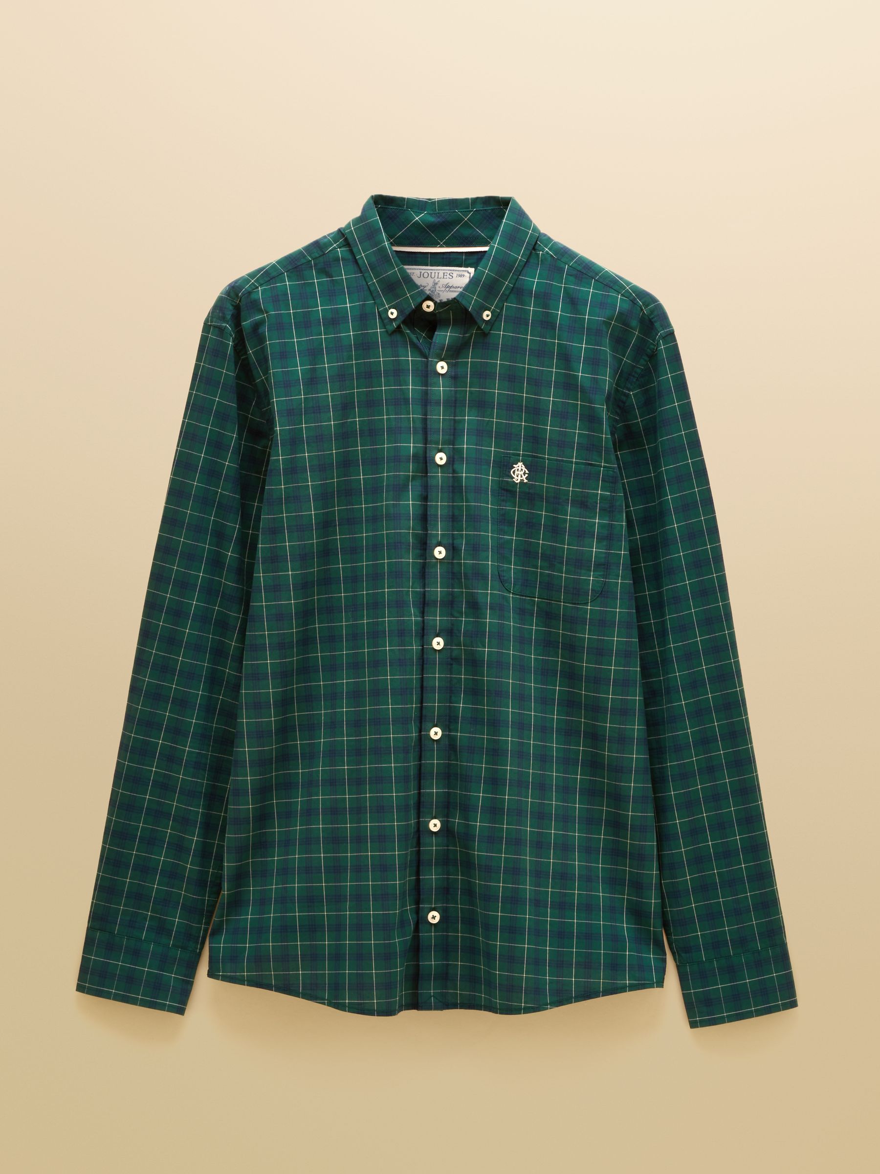 Green Cotton Poplin Long Sleeve Check Shirt - Image 7 of 7