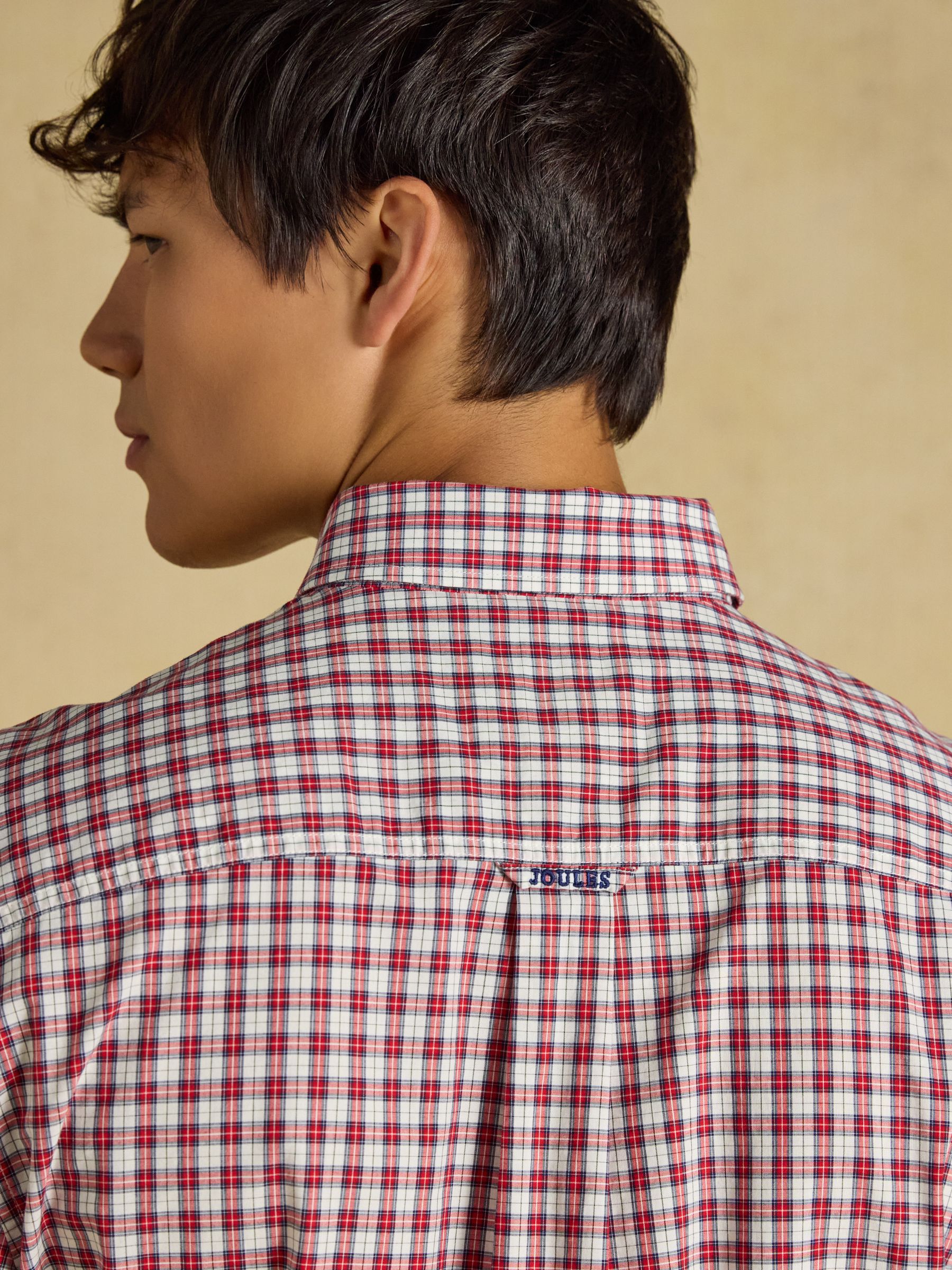 Burgundy Red Cotton Poplin Long Sleeve Check Shirt - Image 7 of 9