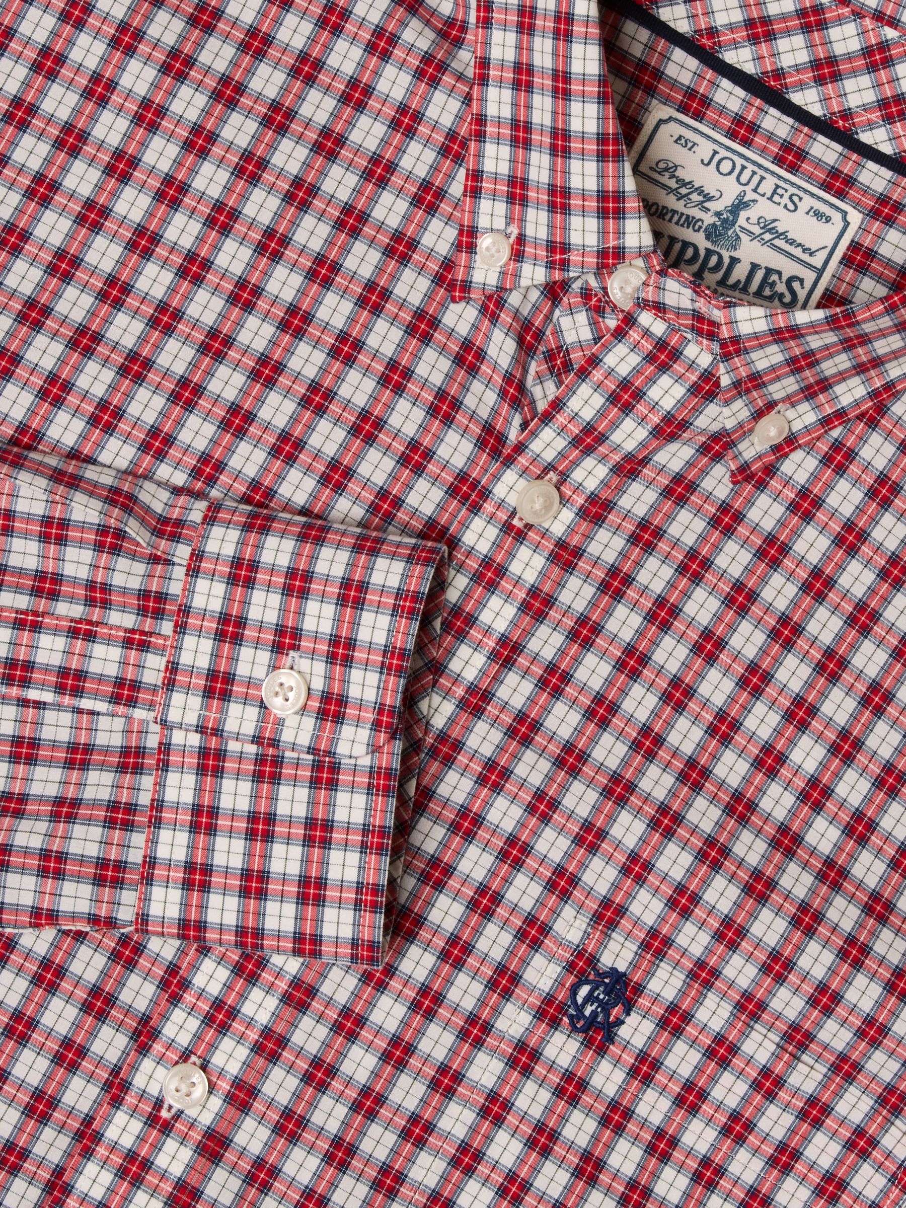 Burgundy Red Cotton Poplin Long Sleeve Check Shirt - Image 8 of 9
