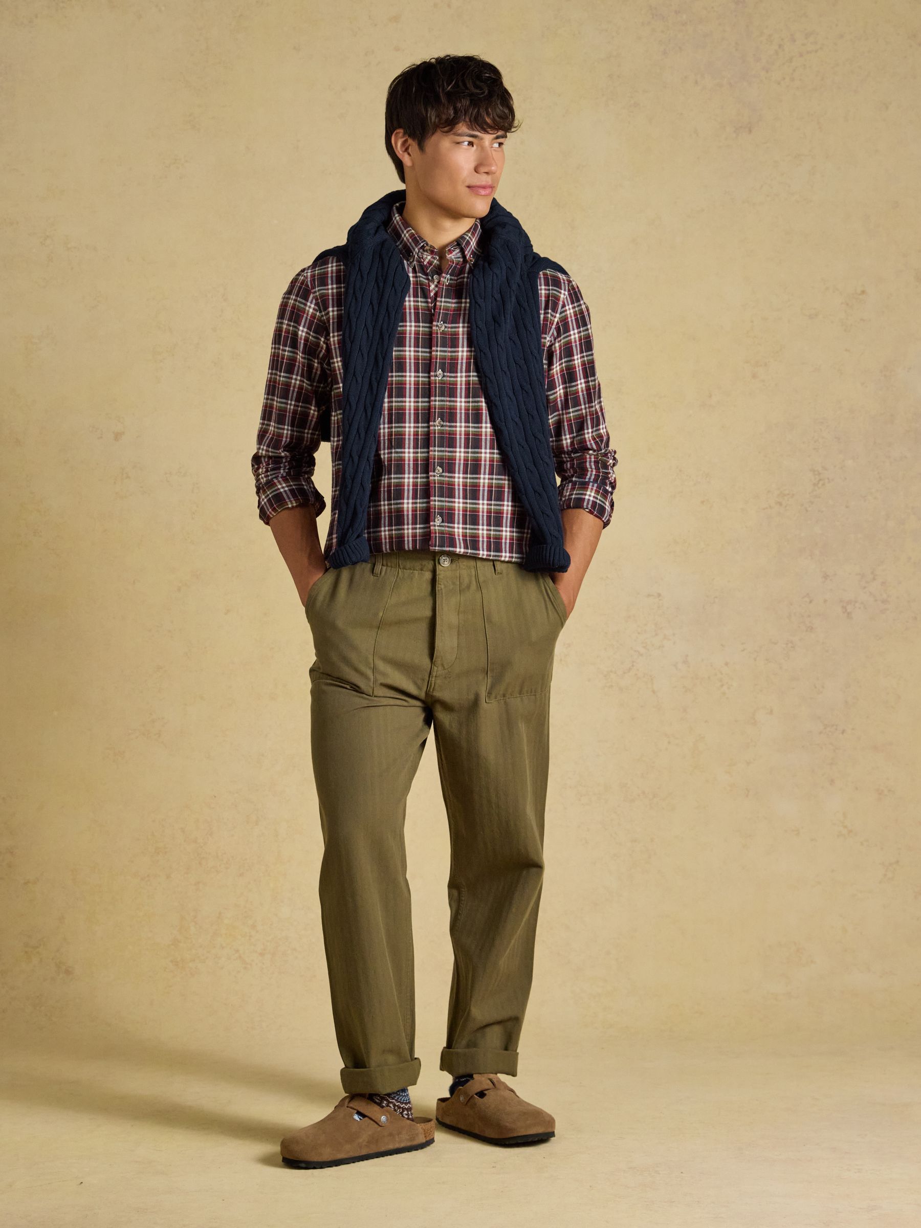 Burgundy Red Long Sleeve Brushed Flannel Shirt - Image 5 of 8