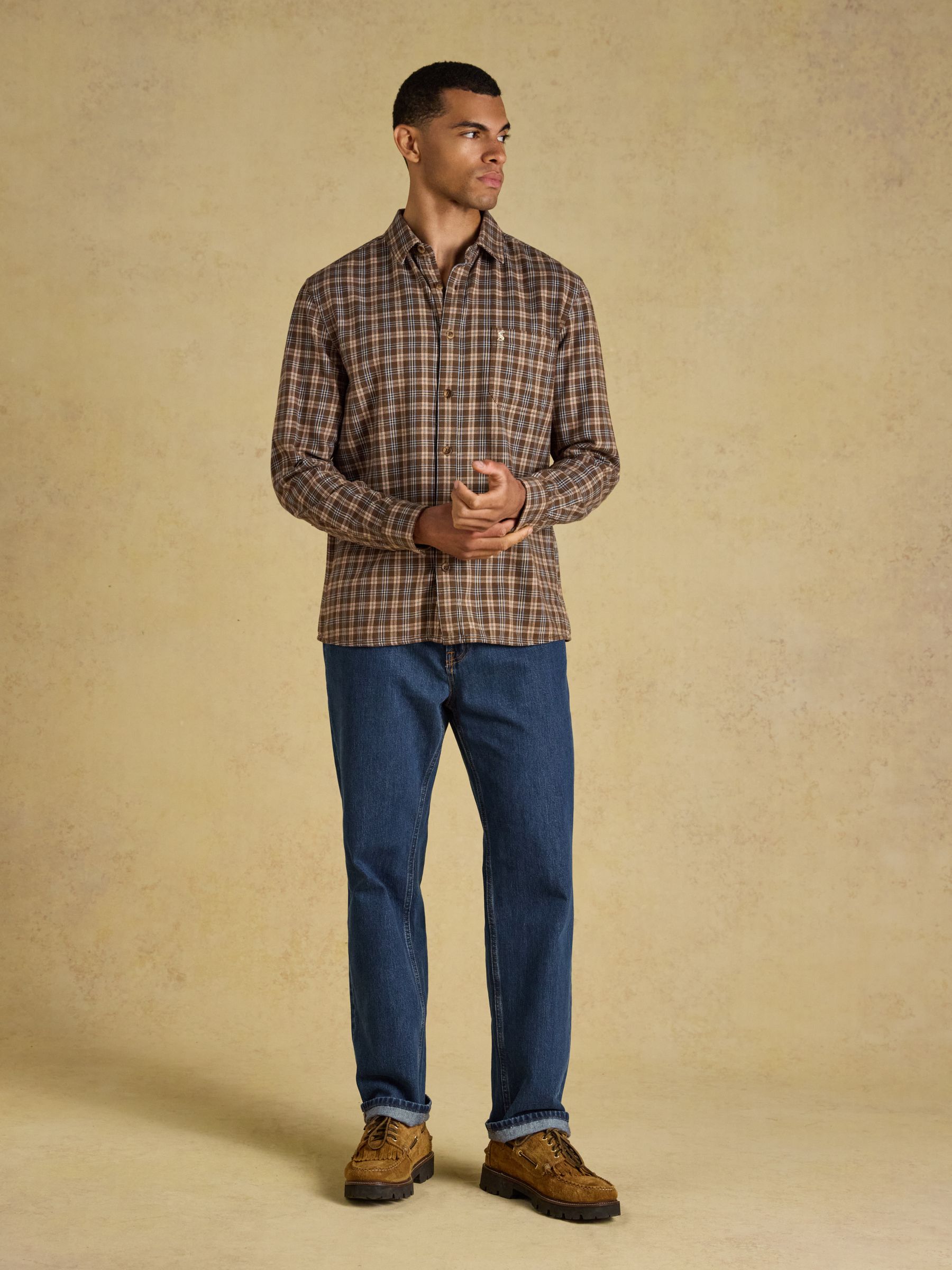 Brown Long Sleeve Heavyweight Brushed Flannel Shirt - Image 4 of 11