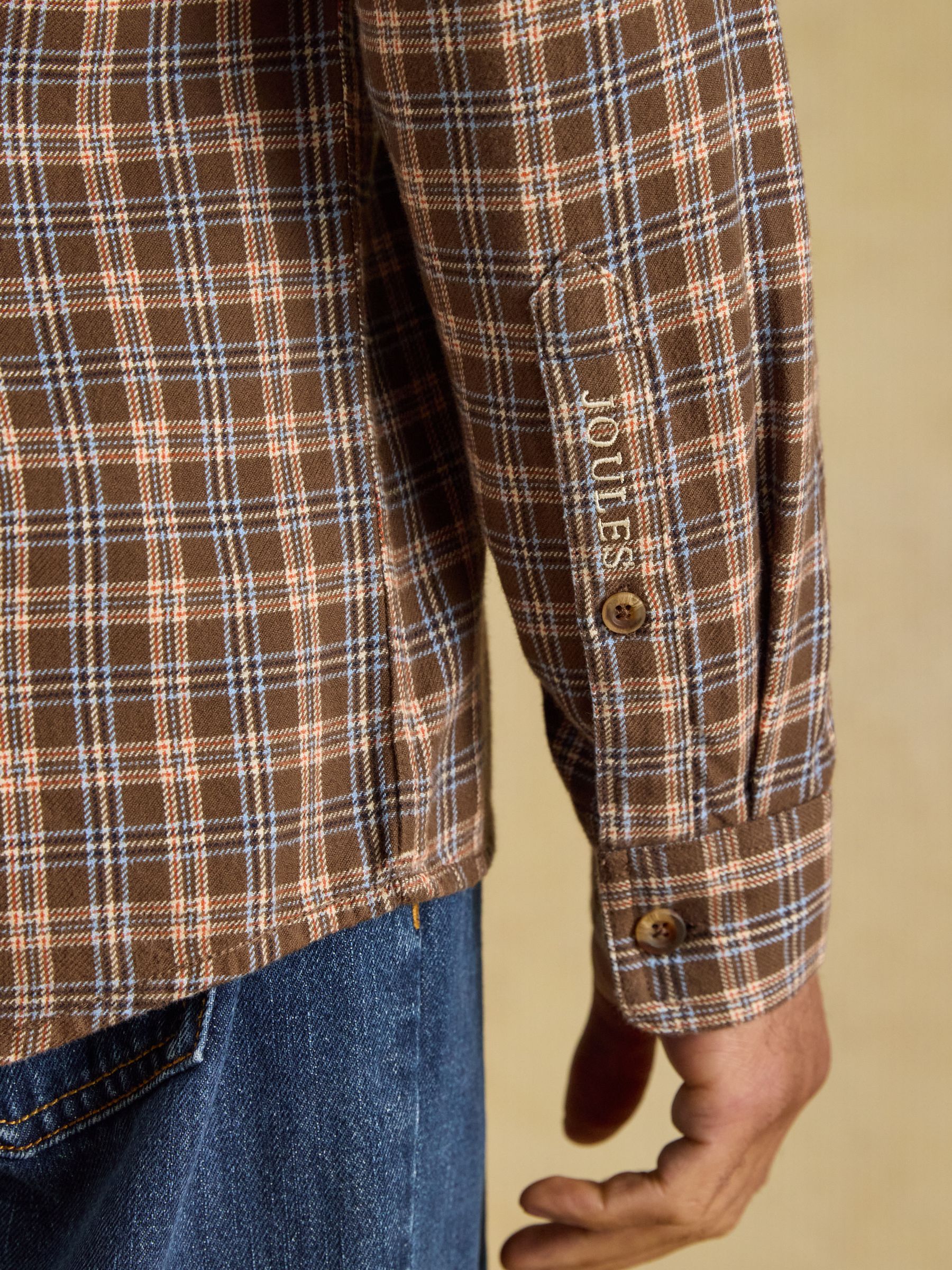 Brown Long Sleeve Heavyweight Brushed Flannel Shirt - Image 5 of 11