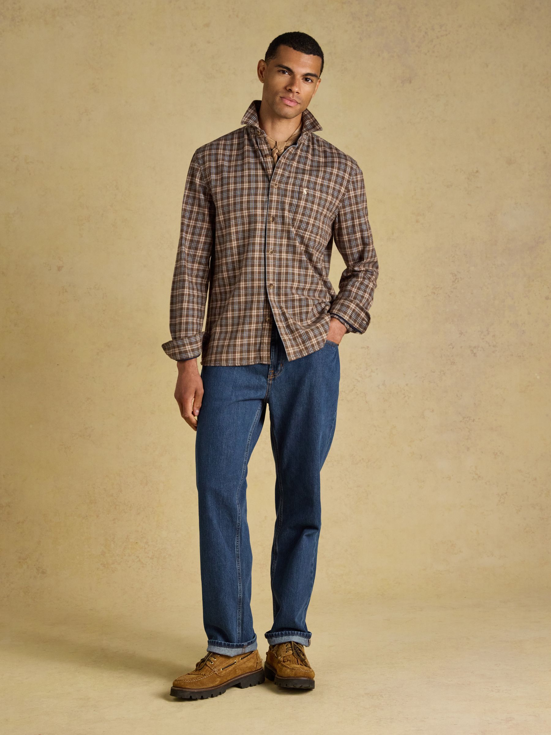 Brown Long Sleeve Heavyweight Brushed Flannel Shirt - Image 6 of 11
