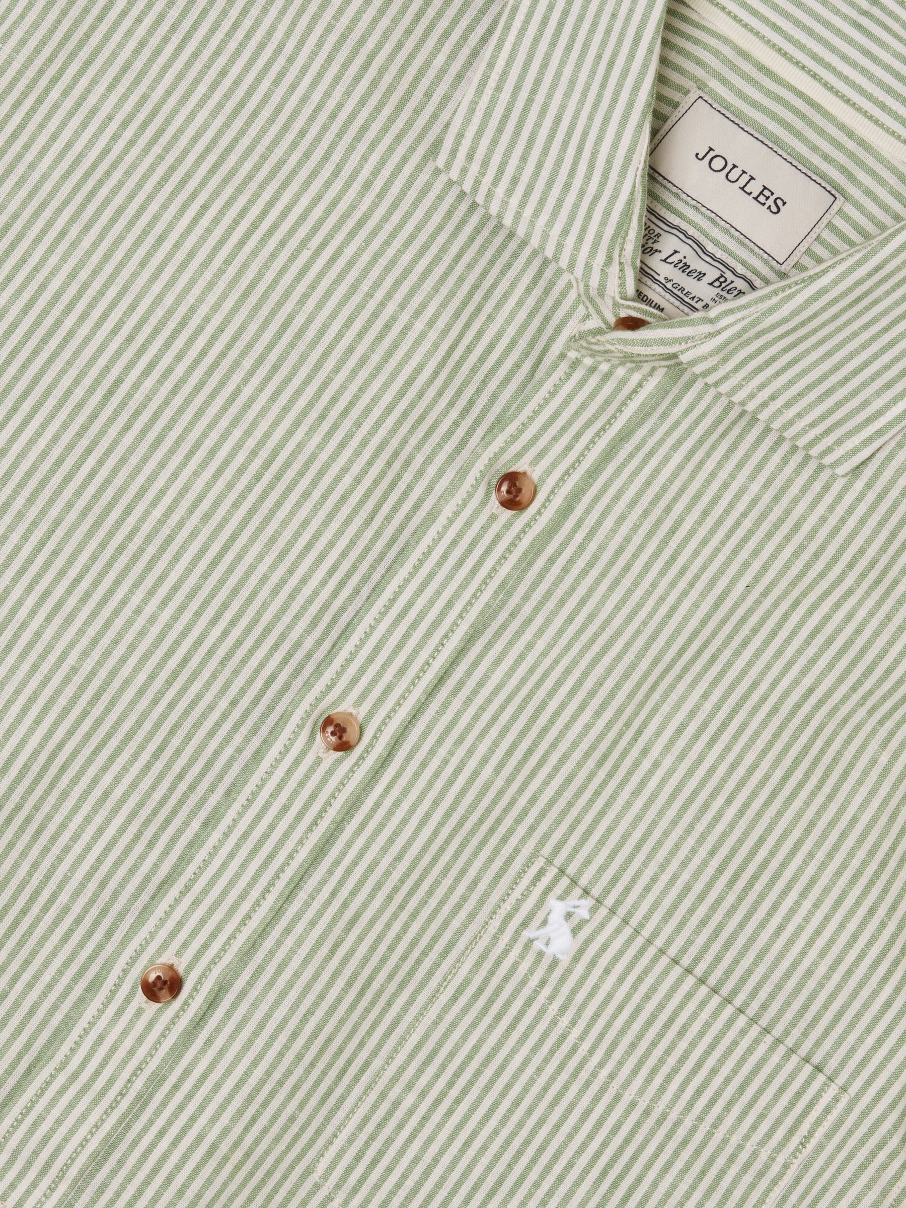 Green & White Striped Linen Blend Short Sleeve Shirt - Image 2 of 8