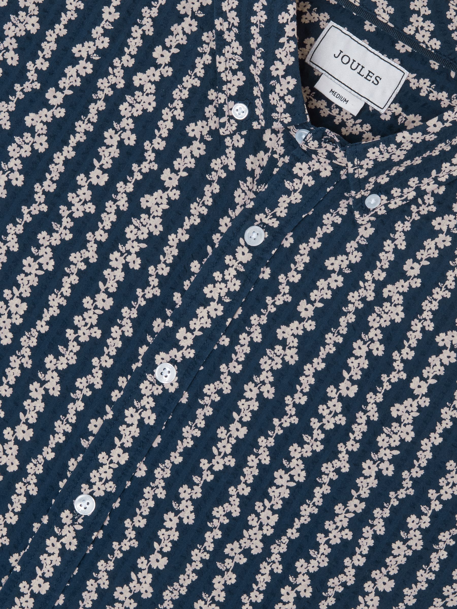 Seersucker Navy Short Sleeve Classic Fit Cotton Shirt - Image 2 of 9 Seersucker Navy Short Sleeve Classic Fit Cotton Shirt - Image 2 of 9