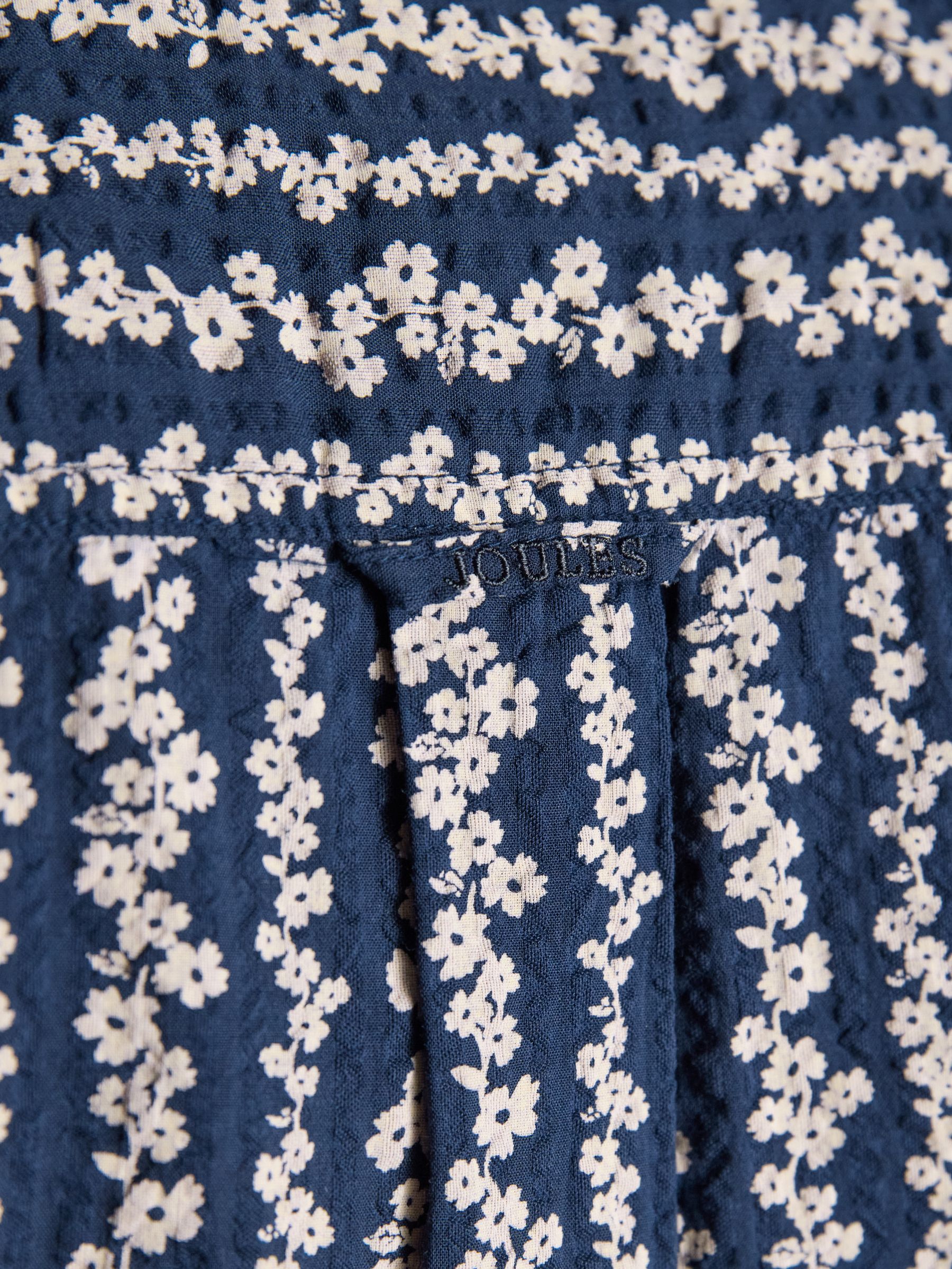 Seersucker Navy Short Sleeve Classic Fit Cotton Shirt - Image 8 of 9