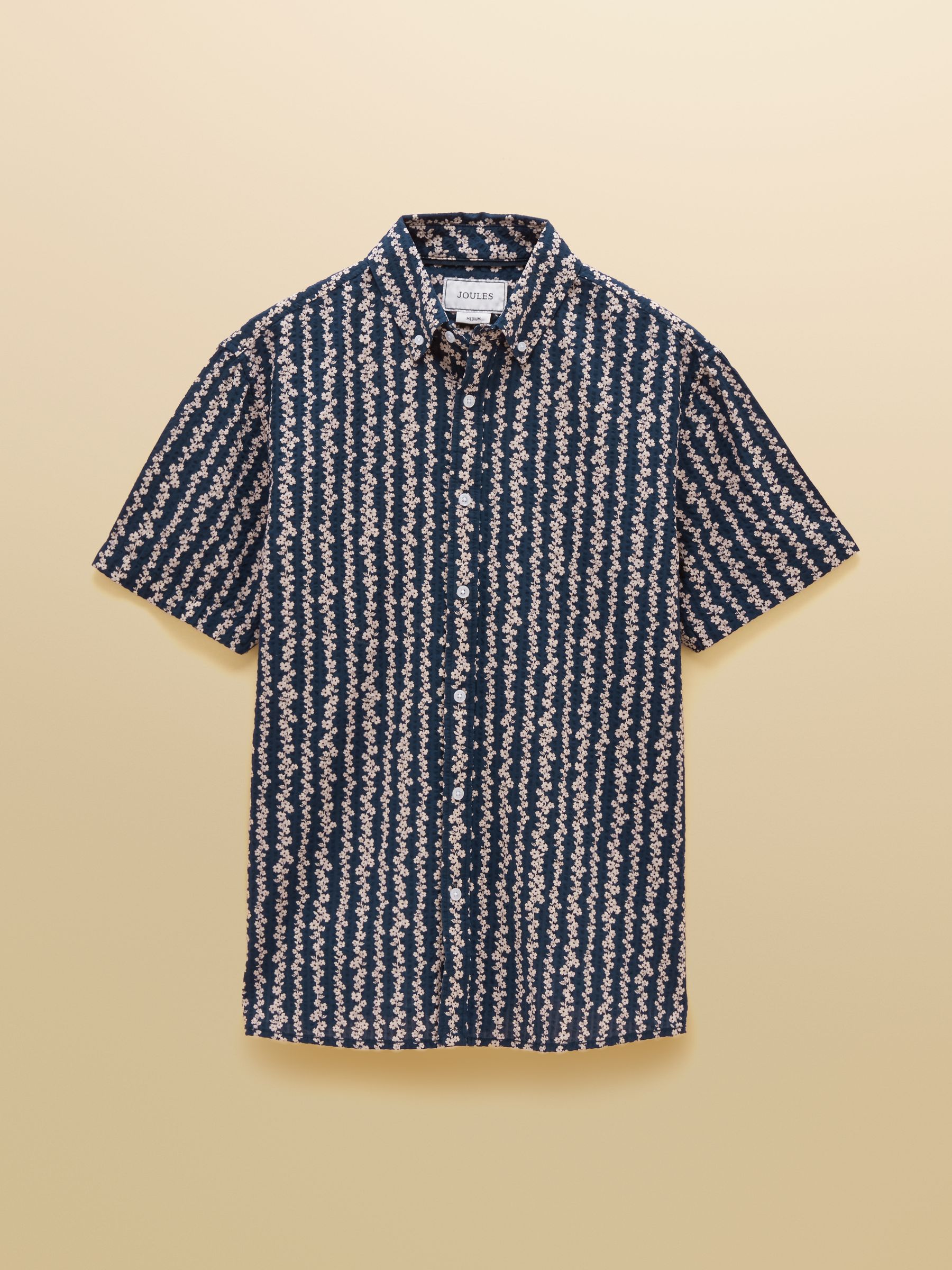 Seersucker Navy Short Sleeve Classic Fit Cotton Shirt - Image 9 of 9