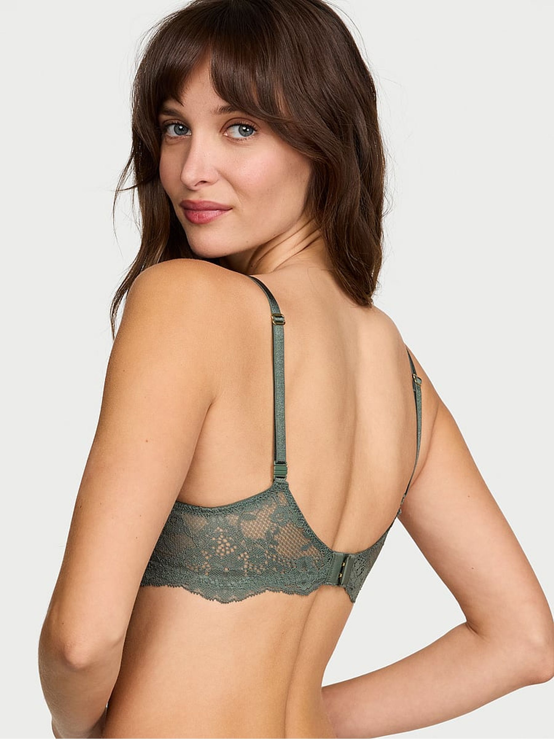 Faded Sage Green Unlined Balcony Lace Bra - Image 2 of 2