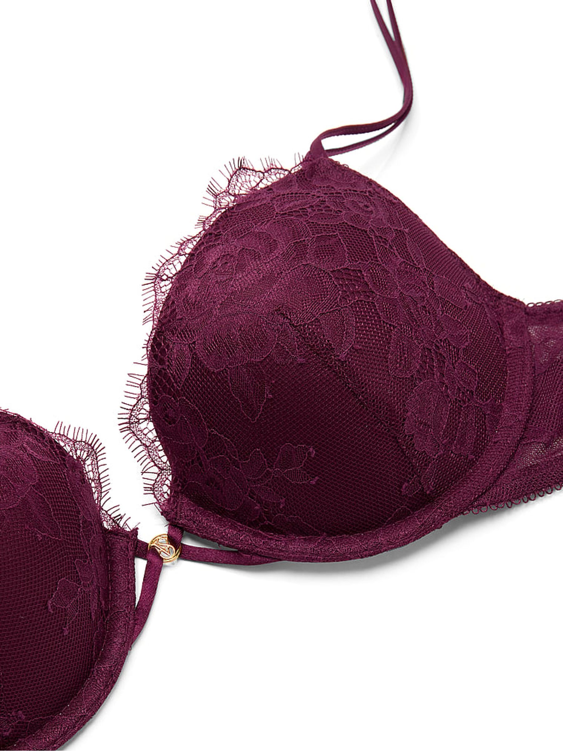 Rich Maroon Red Push Up Lace Bra - Image 3 of 3