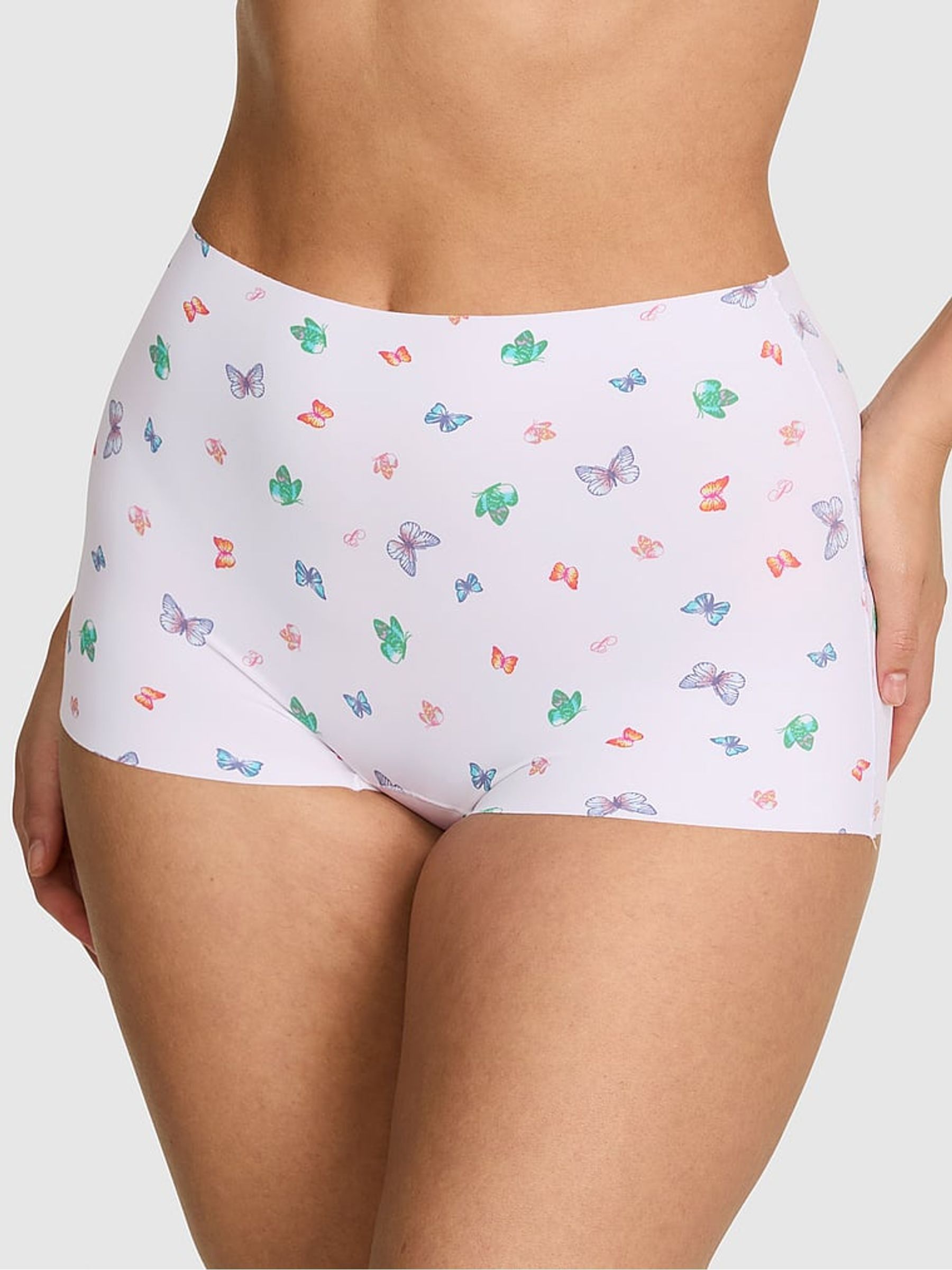 White Butterfly Print Short No Show Knickers - Image 1 of 2 White Butterfly Print Short No Show Knickers - Image 1 of 2