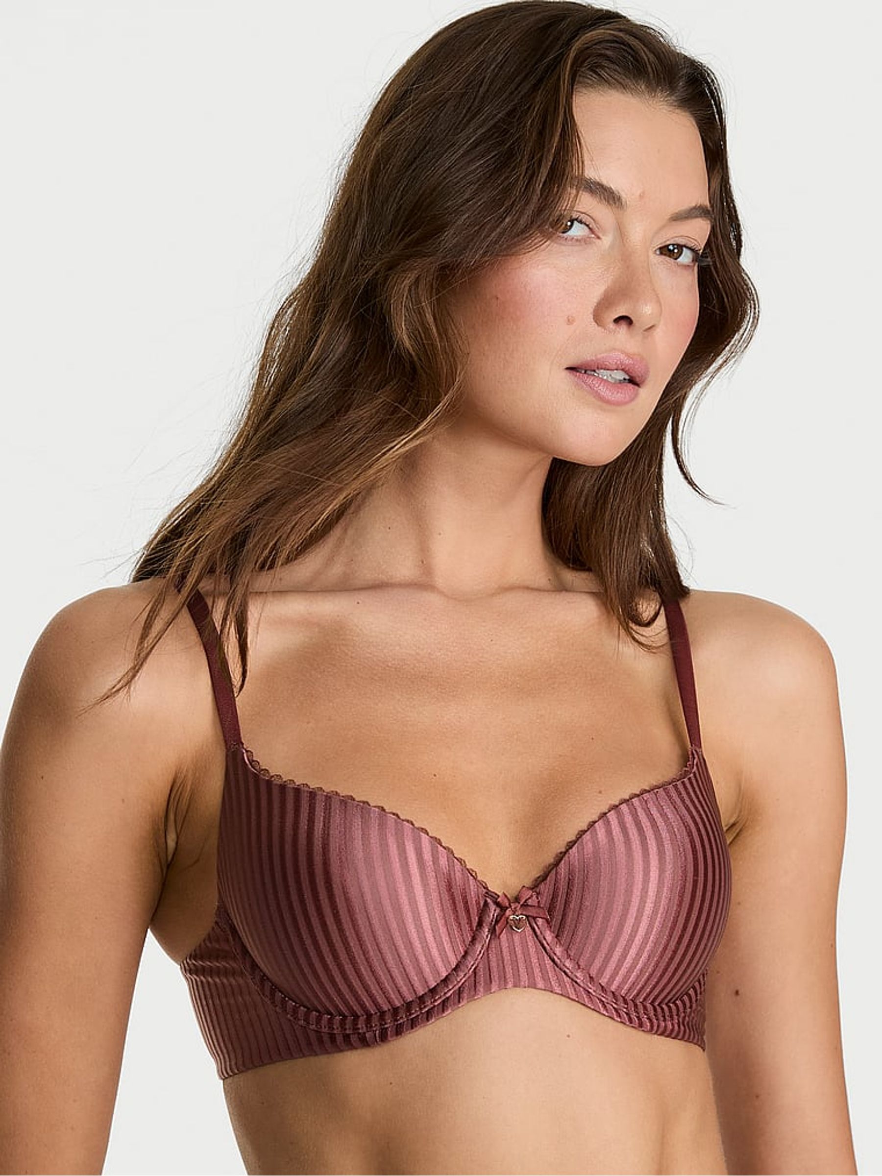 Morning Rose Pink Stripe Demi Bra - Image 1 of 3