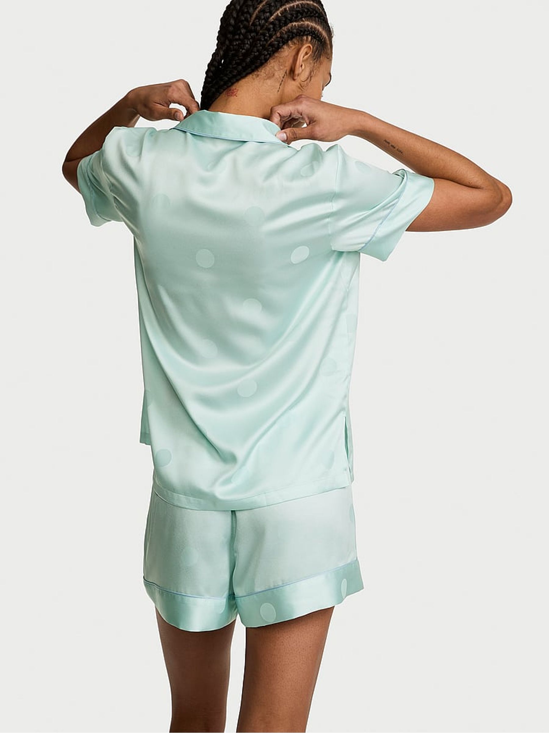 Yacht Blue Dot Satin Short Pyjamas Set - Image 2 of 2